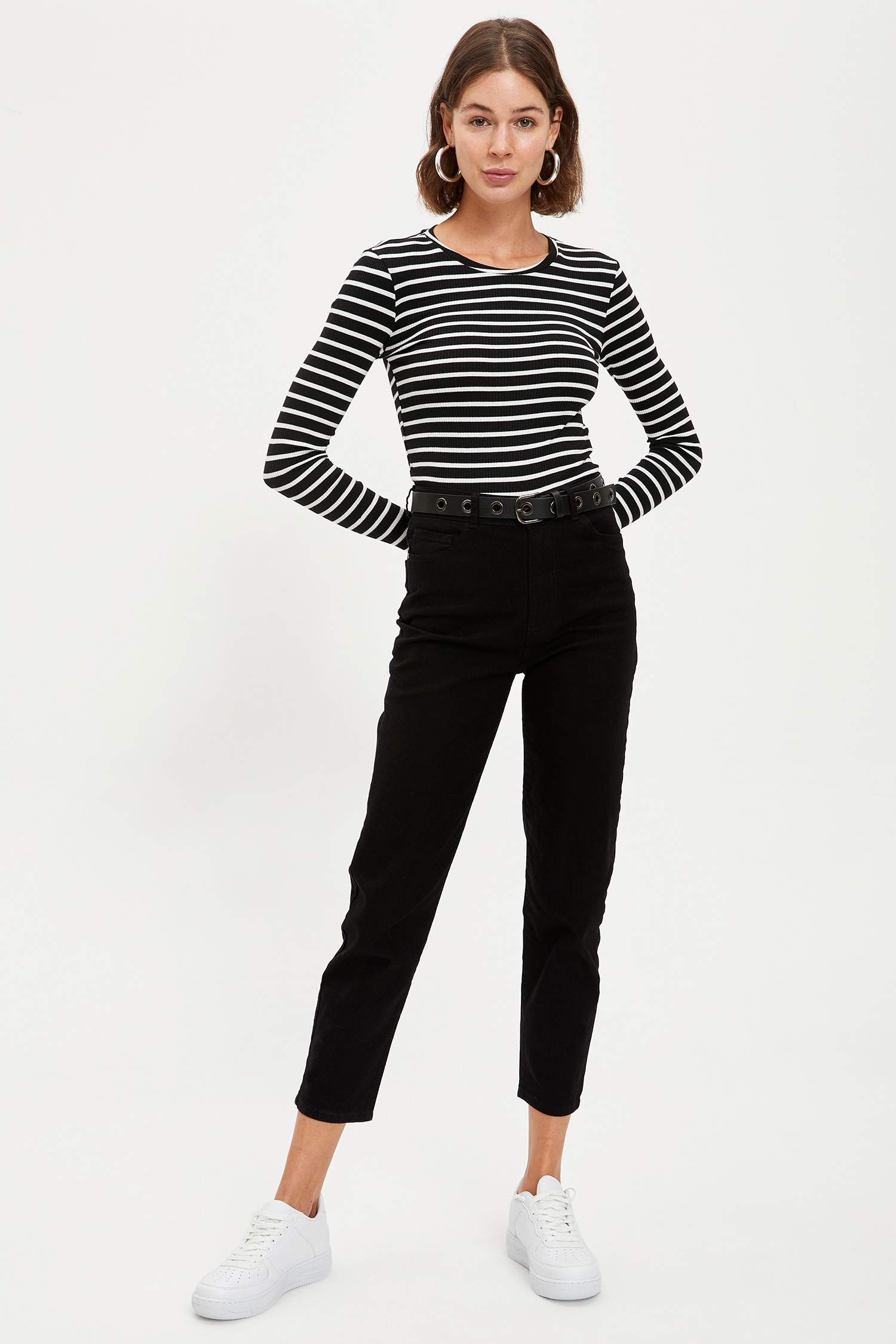Dokuma Yüksek Belli Slim Fit Pantolon