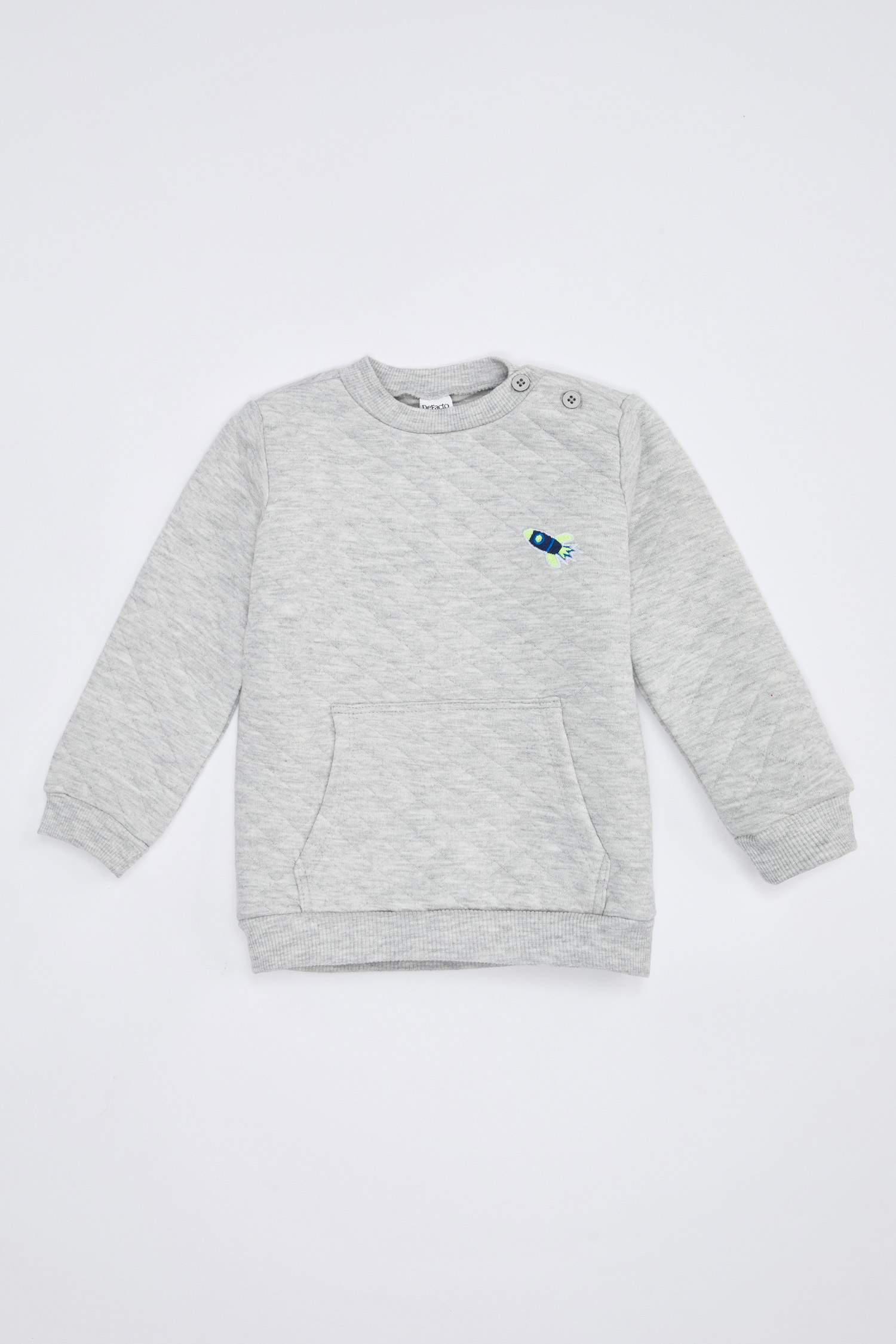 Erkek Bebek Minimal Space Baskılı Kapitoneli Örme Sweatshirt