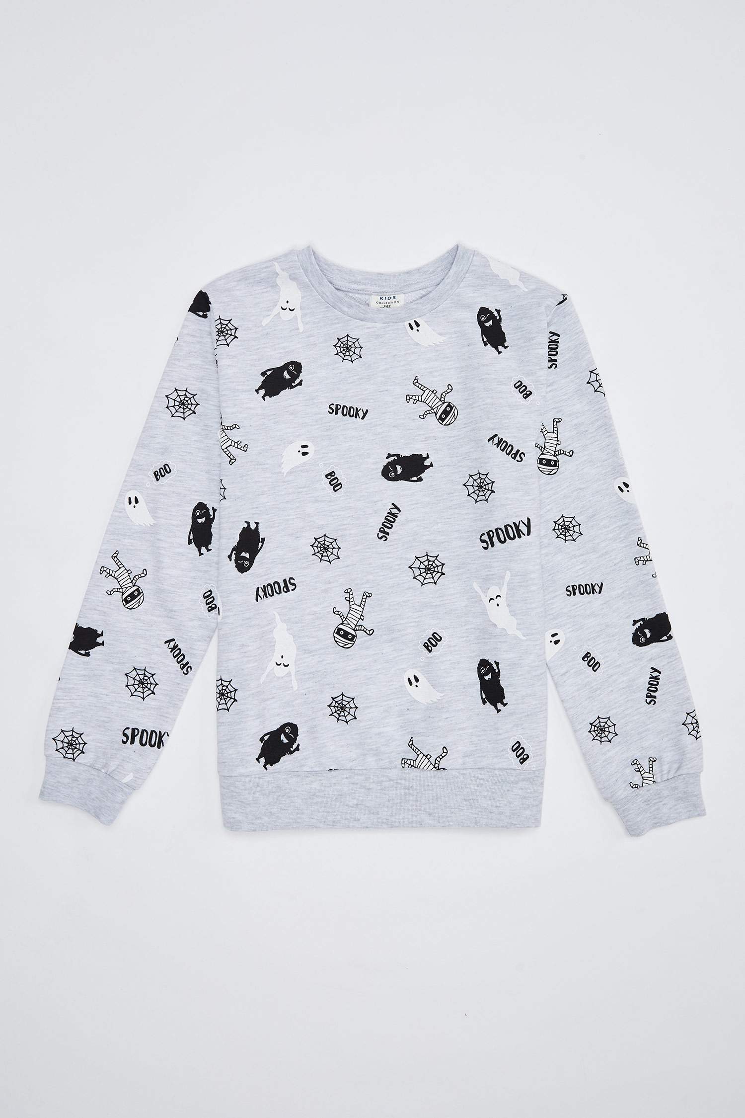 Erkek Çocuk Halloween Temalı Bisiklet Yaka İçi Yumuşak Tüylü Sweatshirt