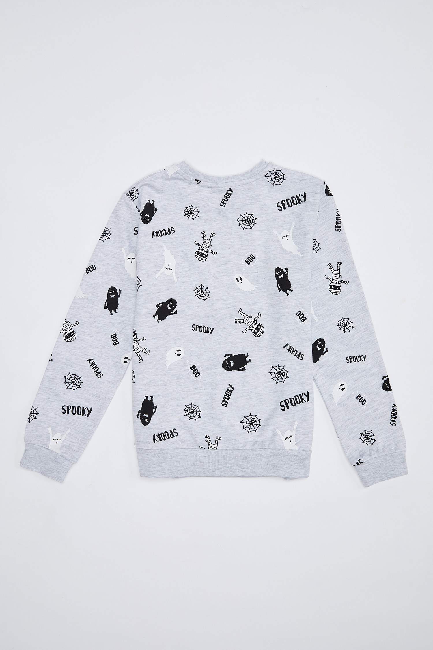 Erkek Çocuk Halloween Temalı Bisiklet Yaka İçi Yumuşak Tüylü Sweatshirt