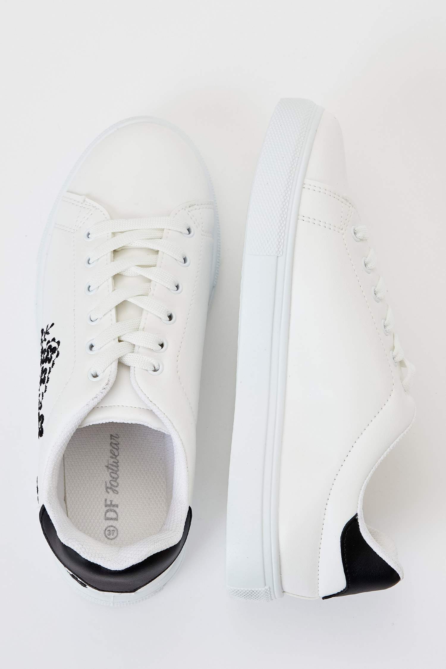 Çiçek Desenli Bağcıklı Sneaker Ayakkabı