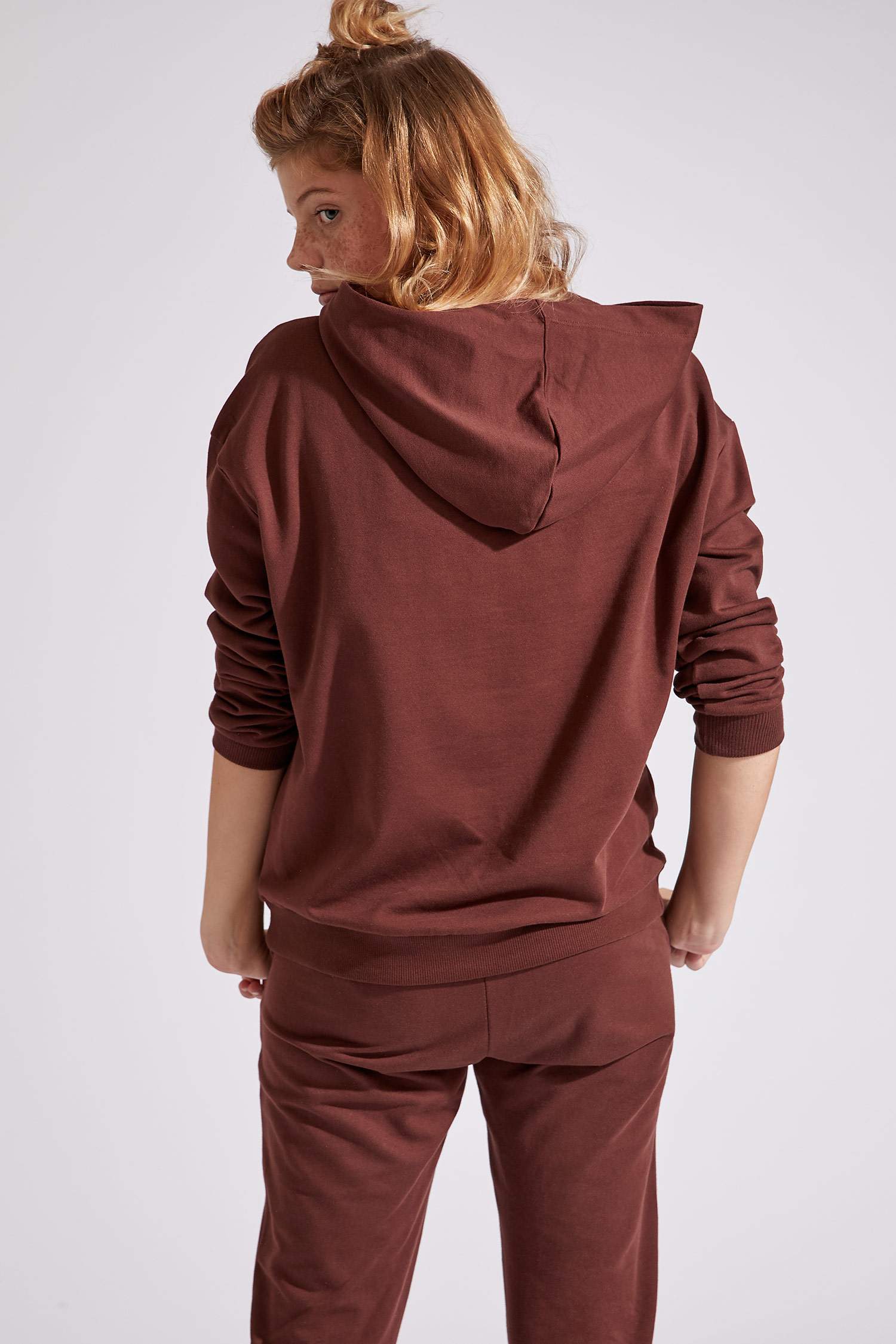 Organik Pamuklu Yazı Baskılı Kapüşonlu Sweatshirt