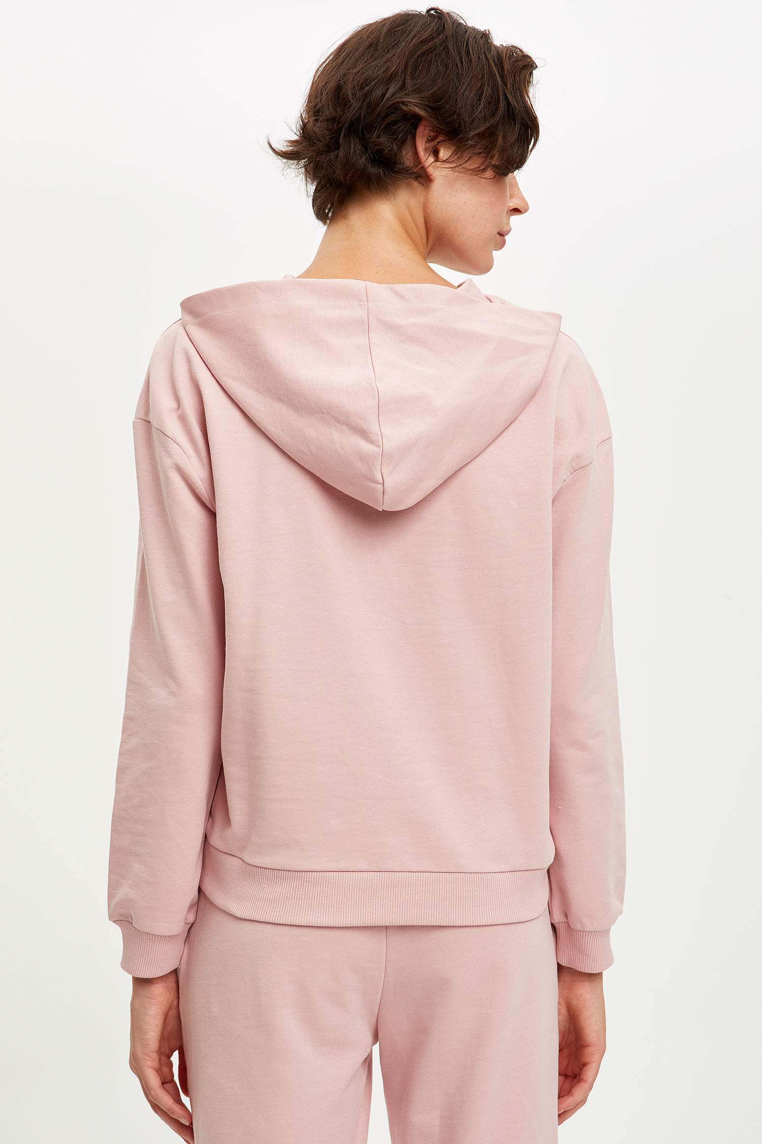 Organik Pamuklu Yazı Baskılı Kapüşonlu Sweatshirt