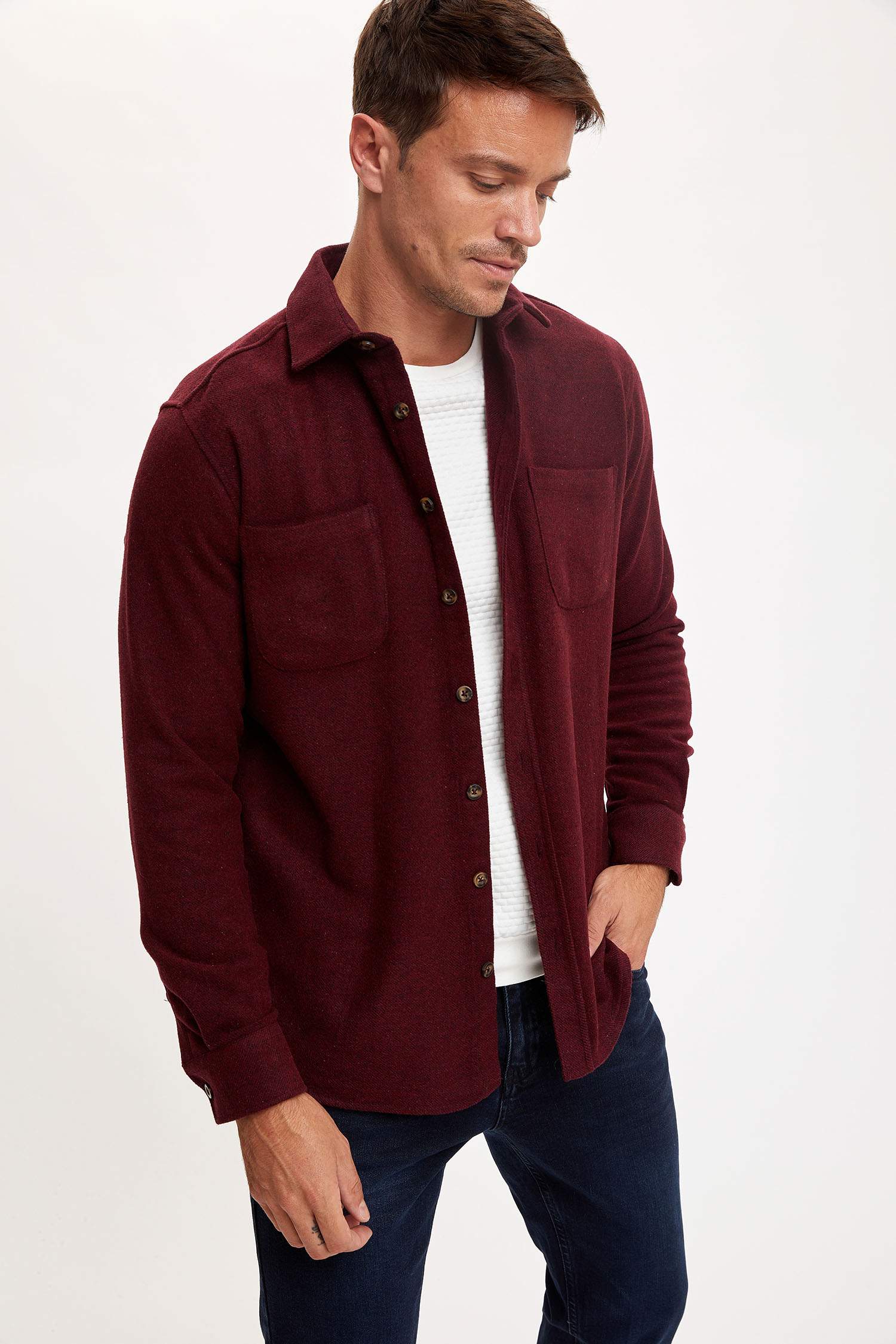 Modern Fit Uzun Kollu Oduncu Gömlek Ceket