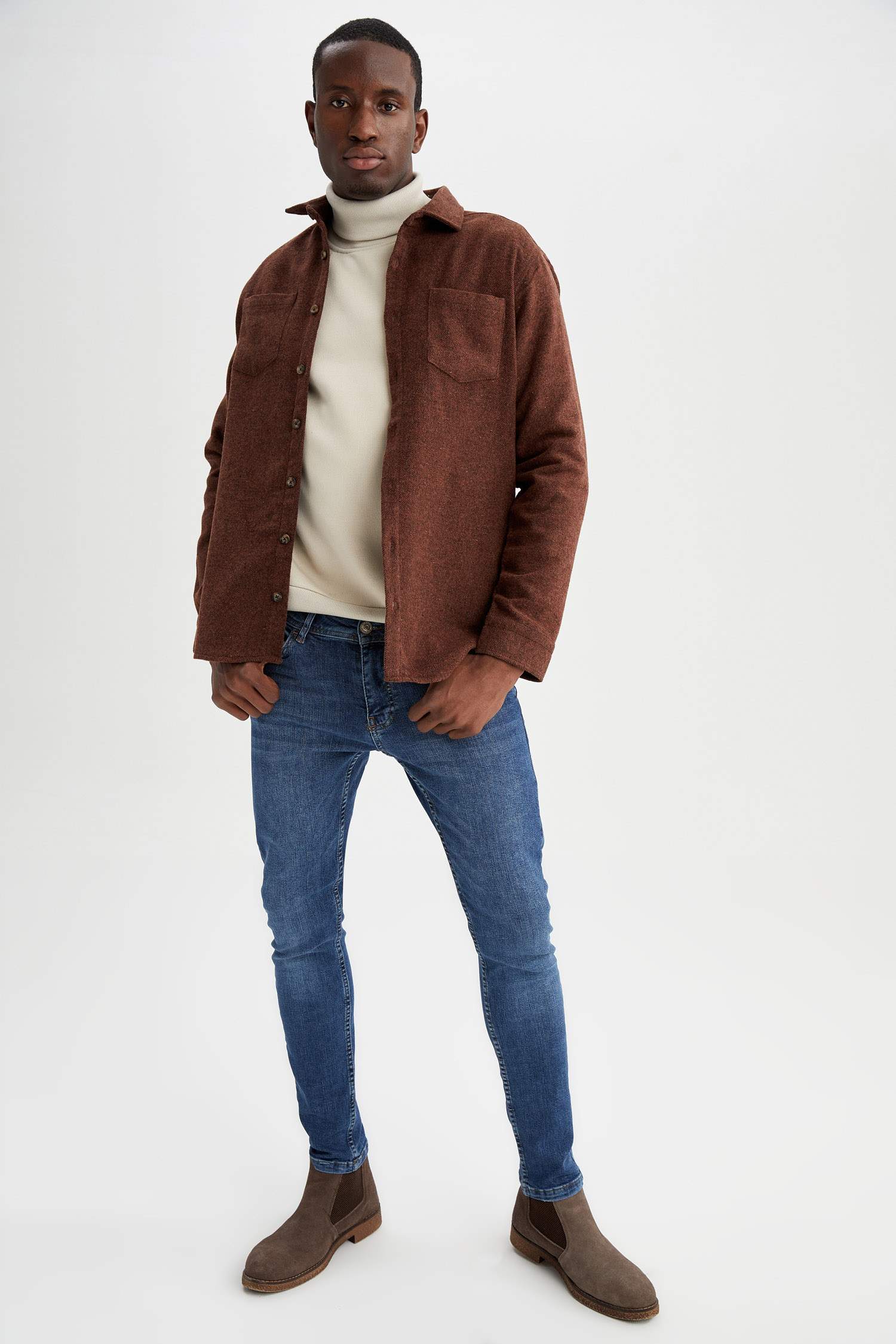 Modern Fit Uzun Kollu Oduncu Gömlek Ceket