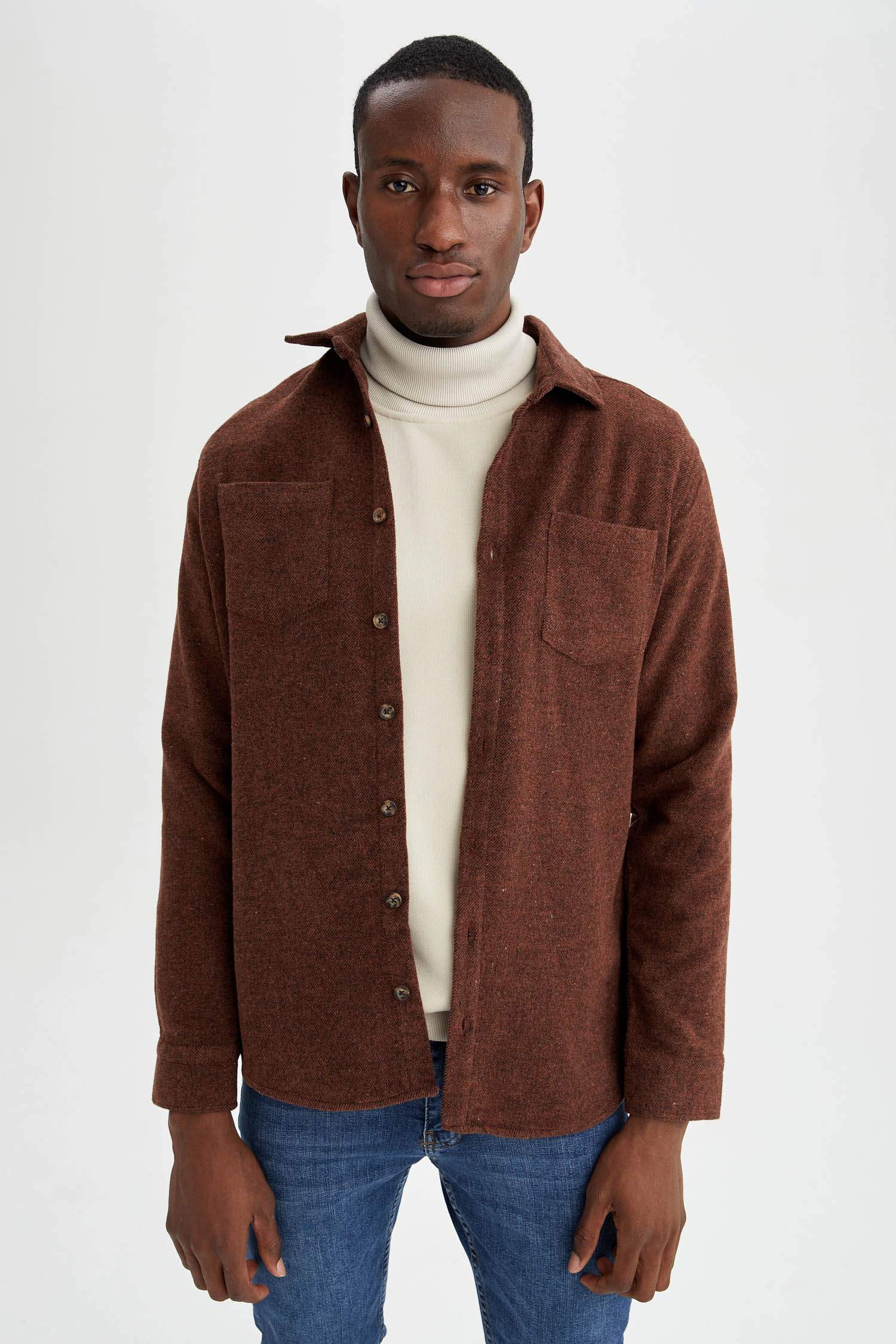 Modern Fit Uzun Kollu Oduncu Gömlek Ceket