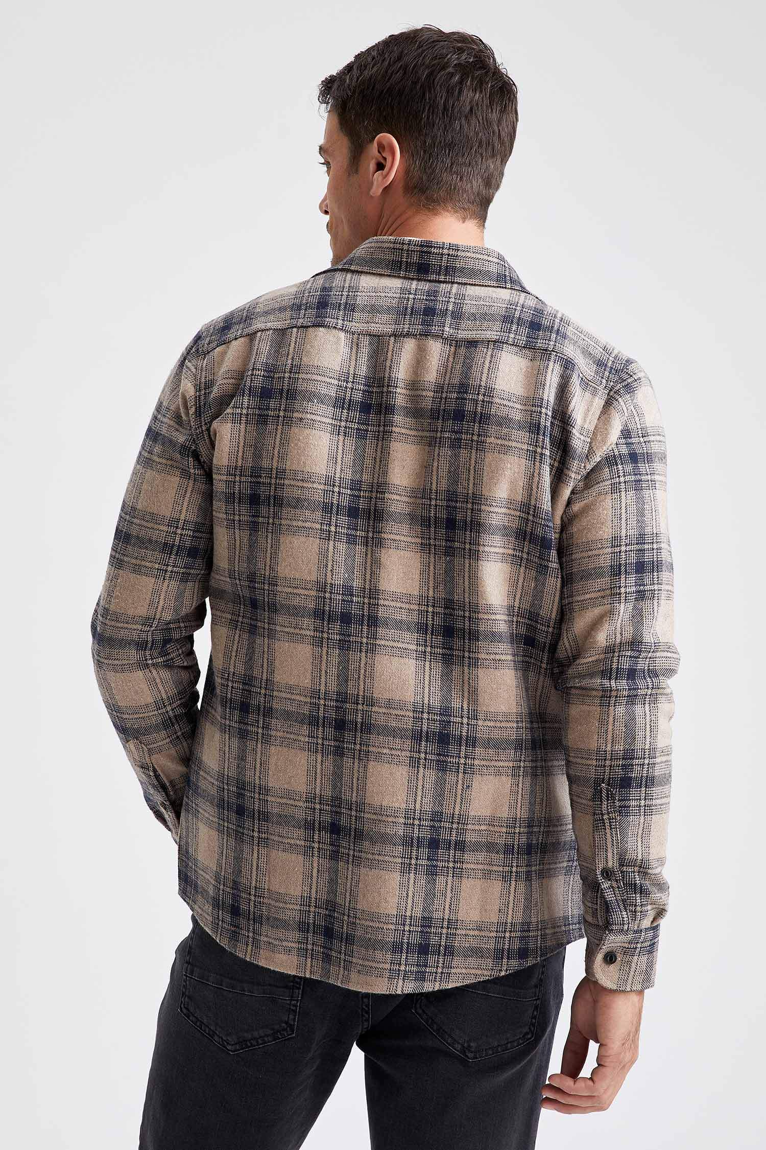 Ekose Uzun Kollu Modern Fit Gömlek Ceket