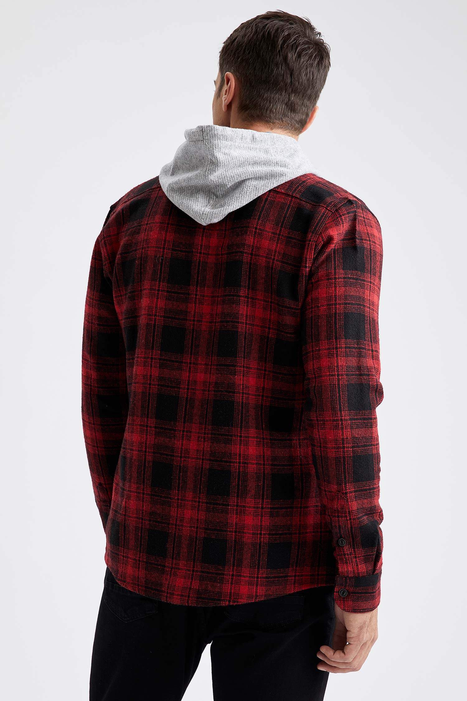 Modern Fit Ekose Desenli Uzun Kollu Gömlek Ceket