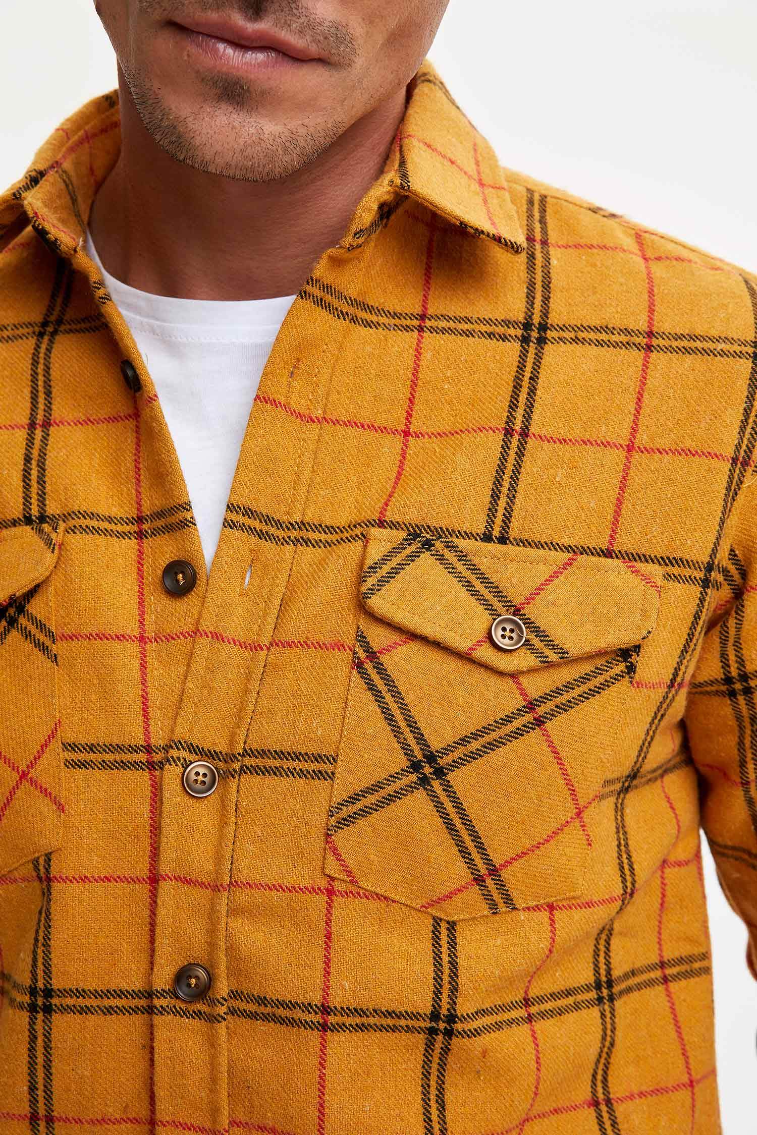 Modern Fit Ekose Uzun Kollu Oduncu Gömlek Ceket