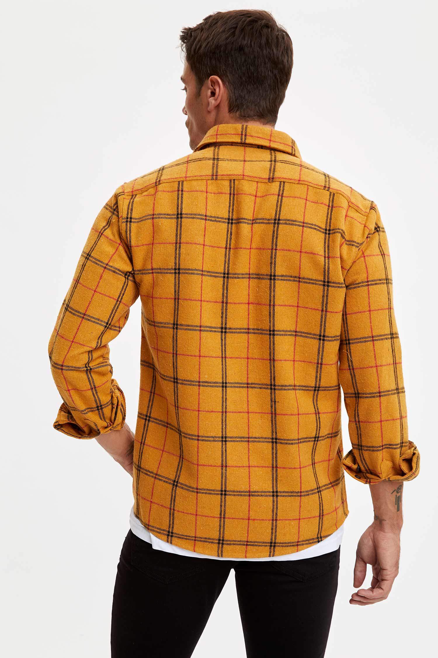 Modern Fit Ekose Uzun Kollu Oduncu Gömlek Ceket