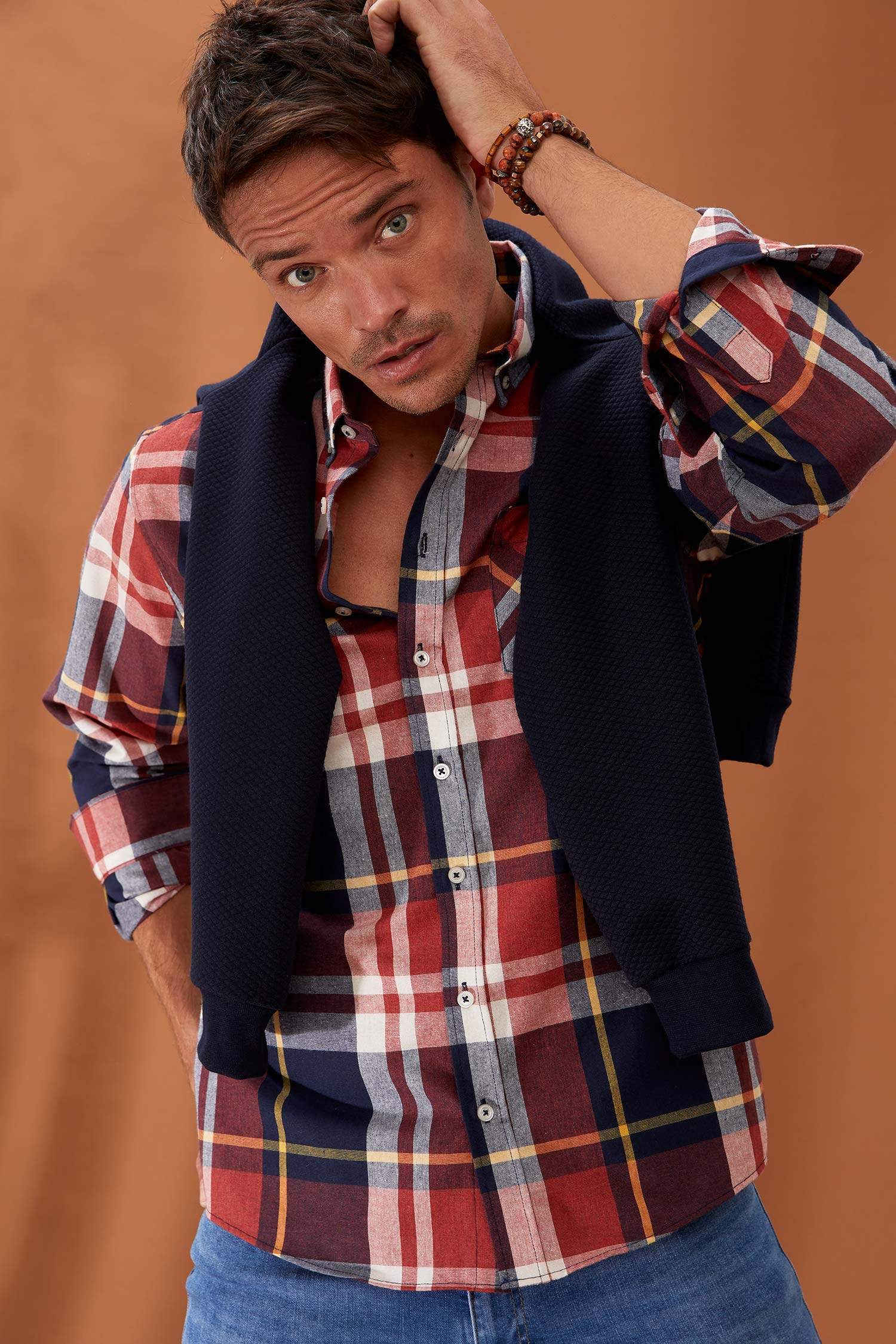 Slim Fit Ekose Desenli Uzun Kollu Oduncu Gömlek