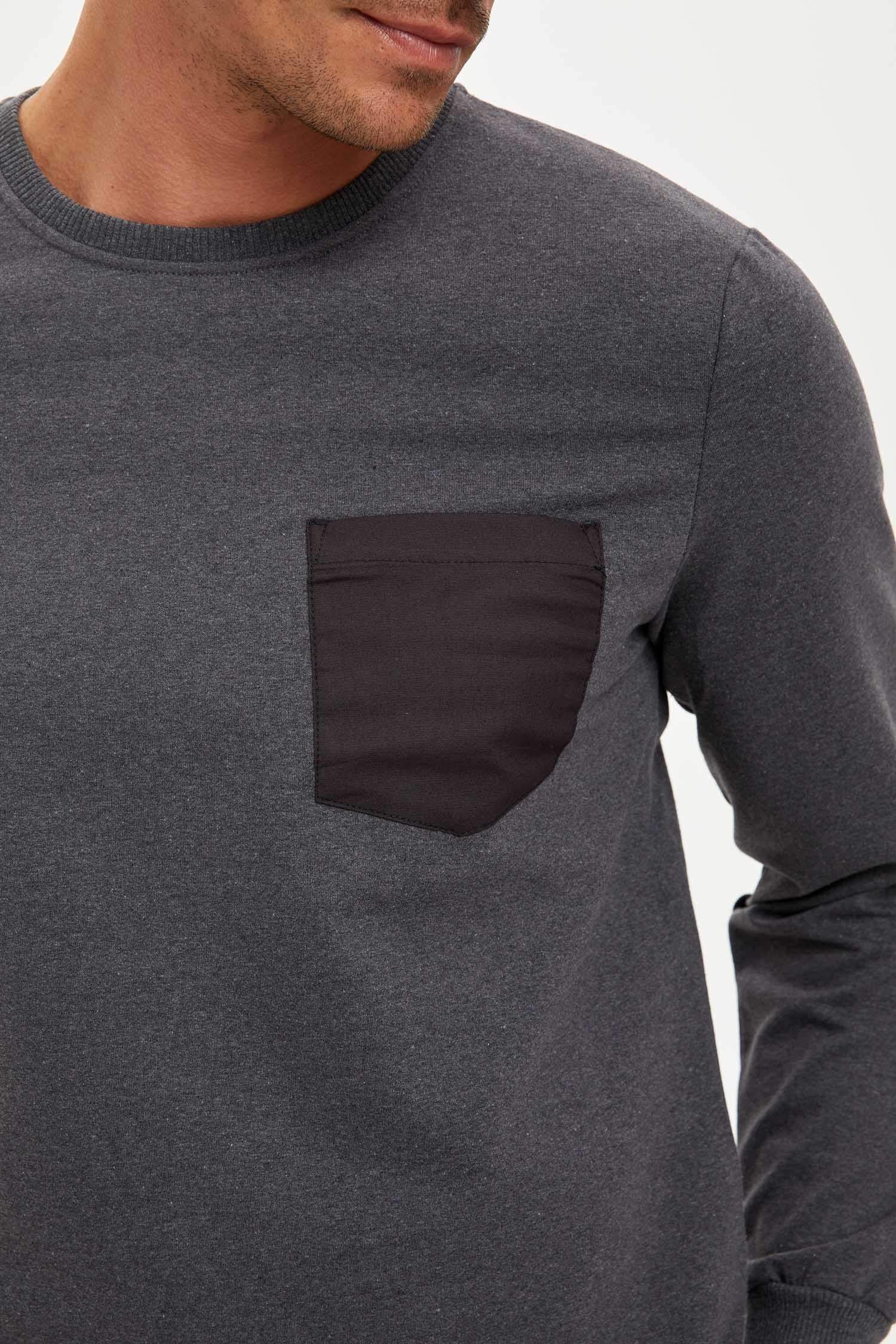 Slim Fit Bisiklet Yaka Uzun Kollu Sweatshirt