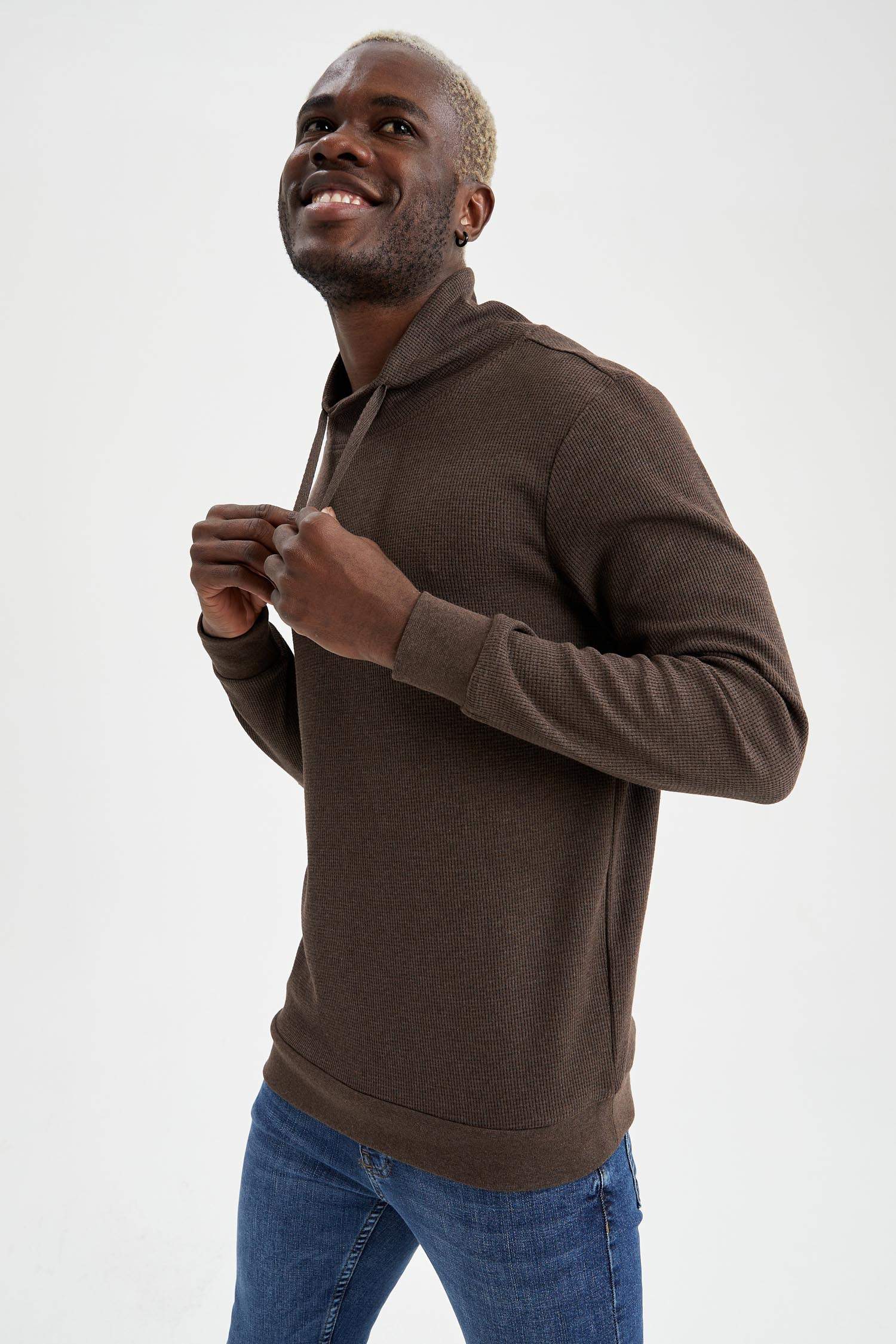 Slim Fit Şal Yaka Uzun Kollu Sweatshirt