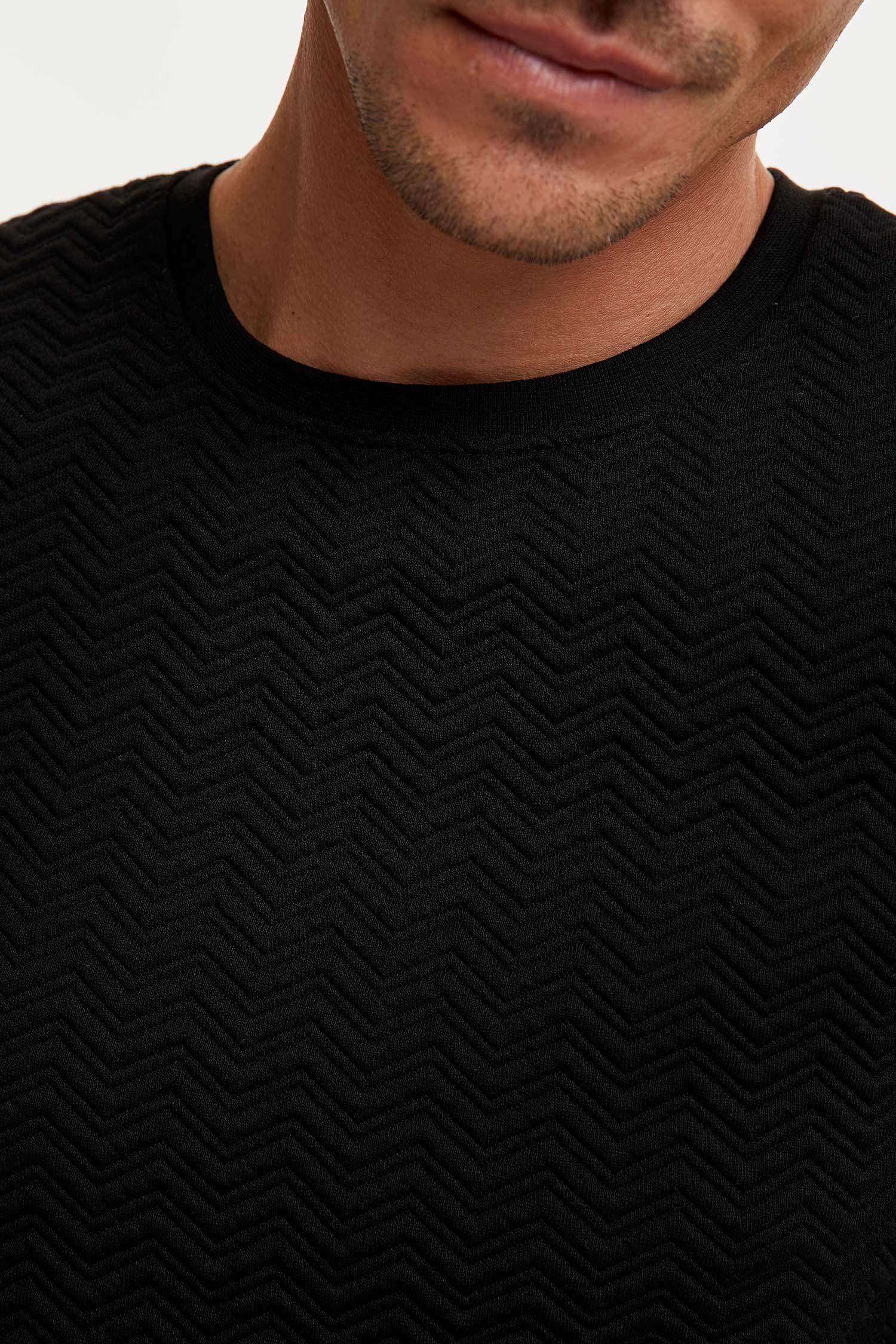 Slim Fit Bisiklet Yaka Uzun Kollu Sweatshirt