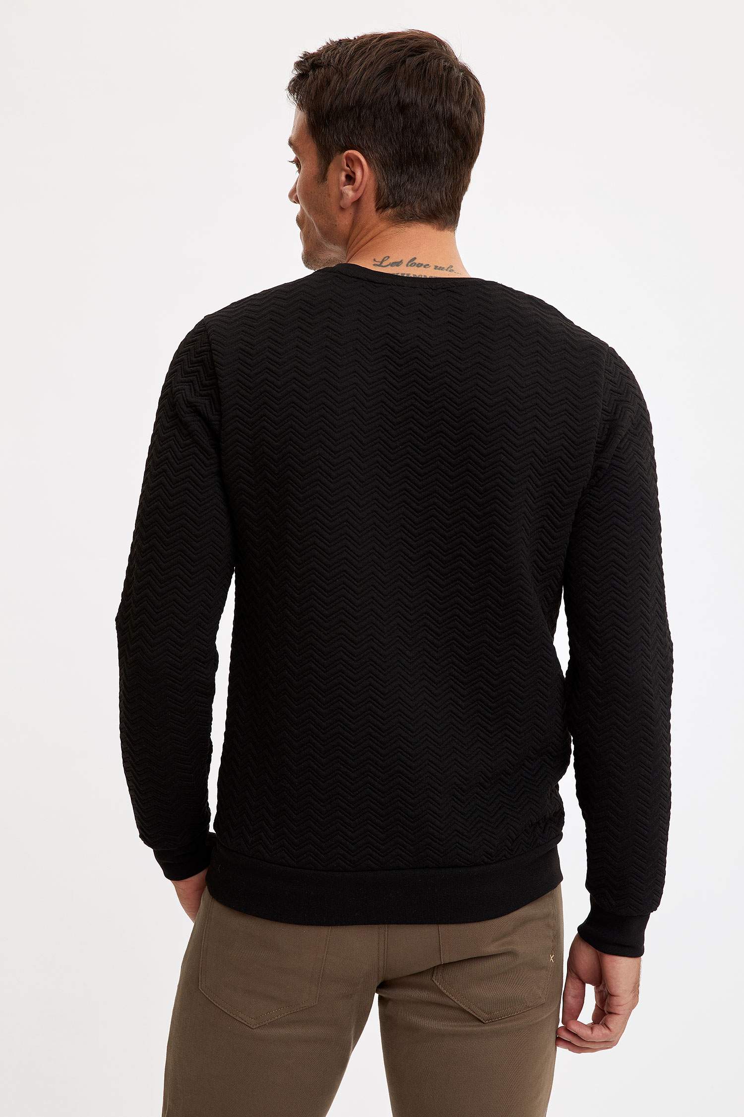 Slim Fit Bisiklet Yaka Uzun Kollu Sweatshirt