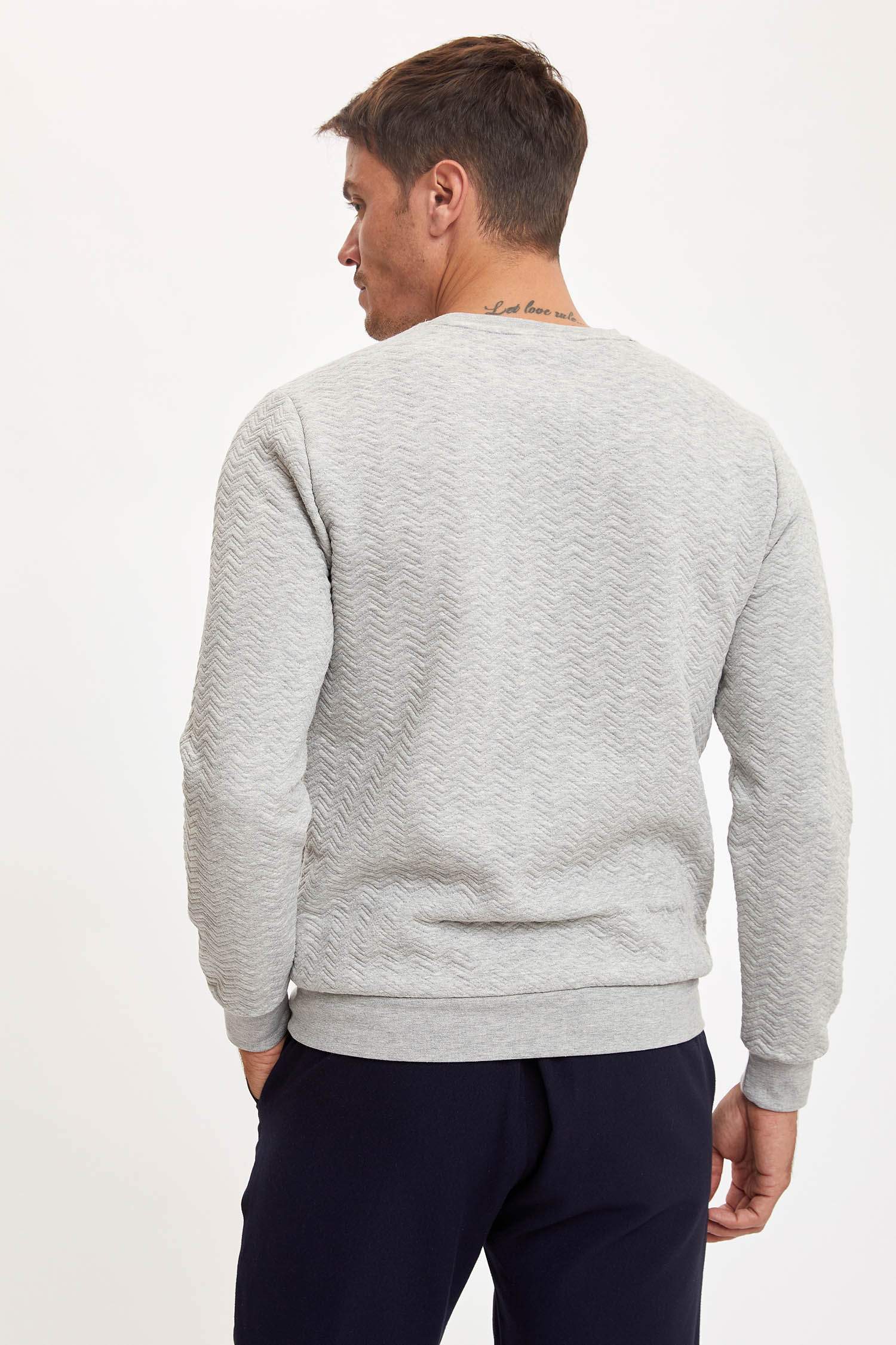 Slim Fit Bisiklet Yaka Uzun Kollu Sweatshirt