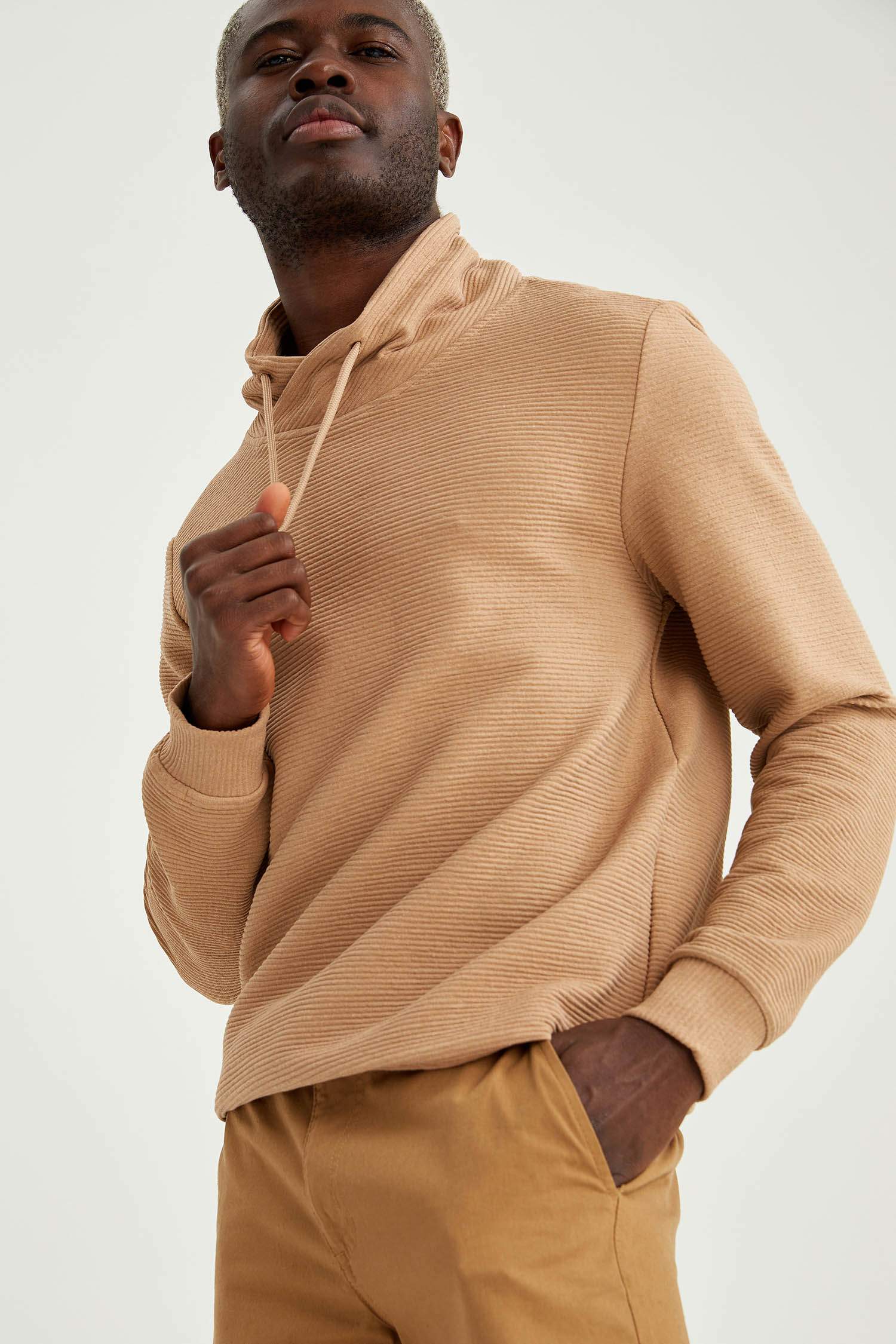Regular Fit Şal Yaka Uzun Kollu Sweatshirt
