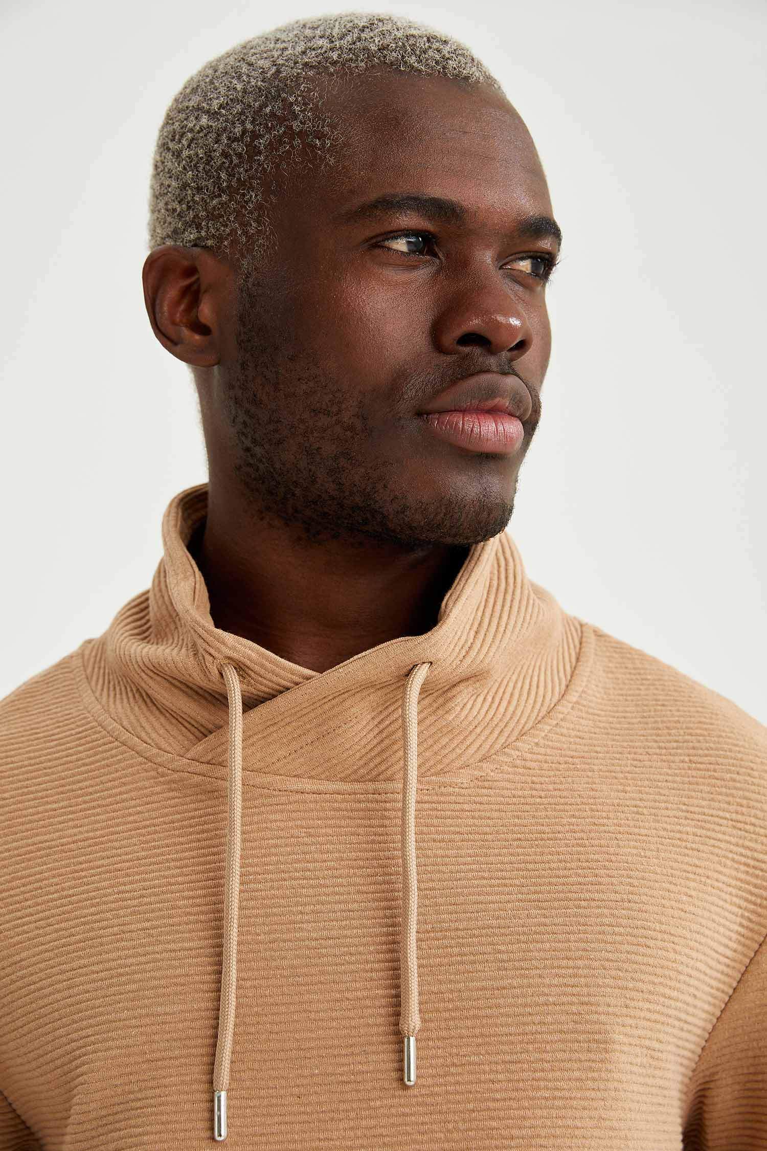 Regular Fit Şal Yaka Uzun Kollu Sweatshirt