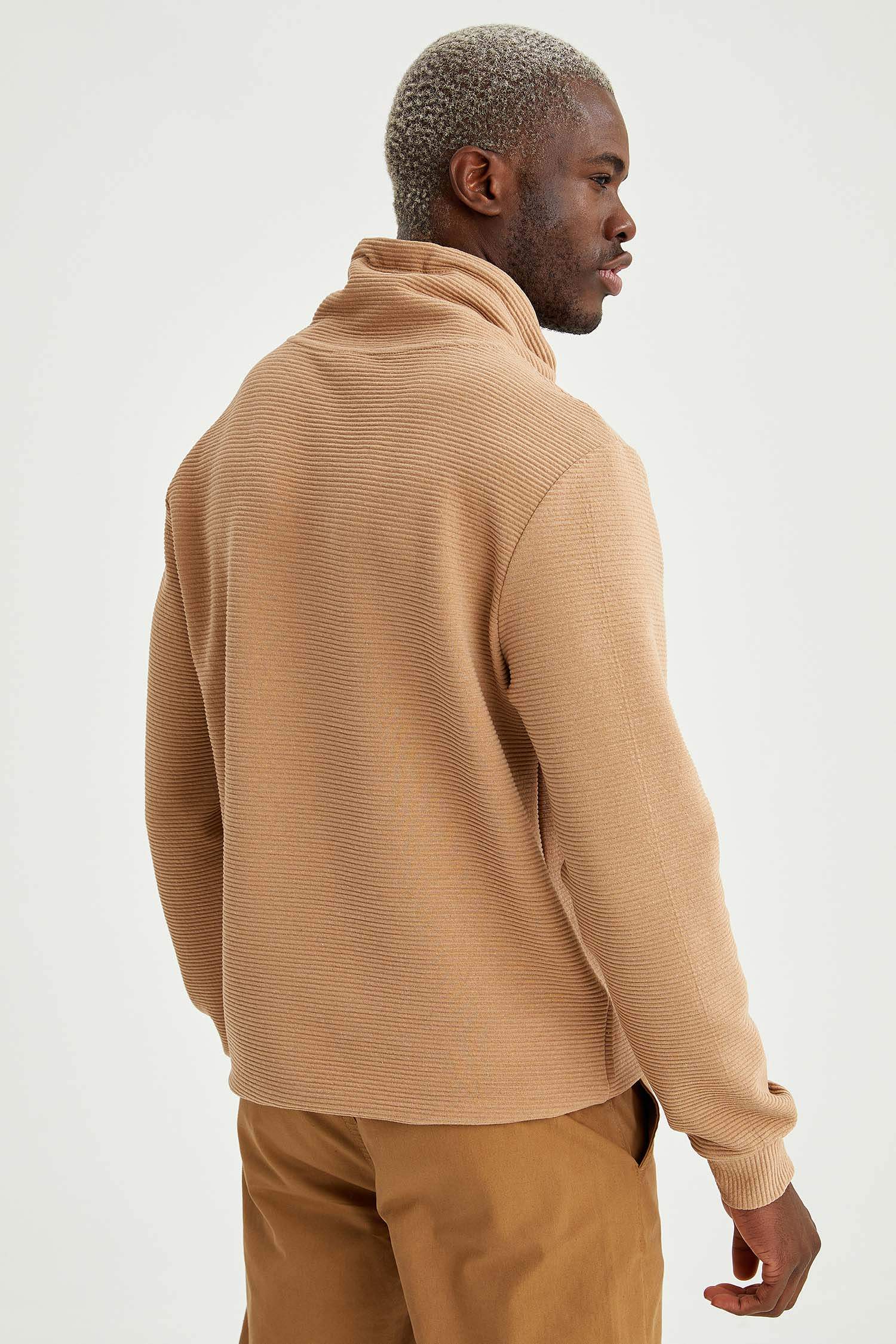 Regular Fit Şal Yaka Uzun Kollu Sweatshirt