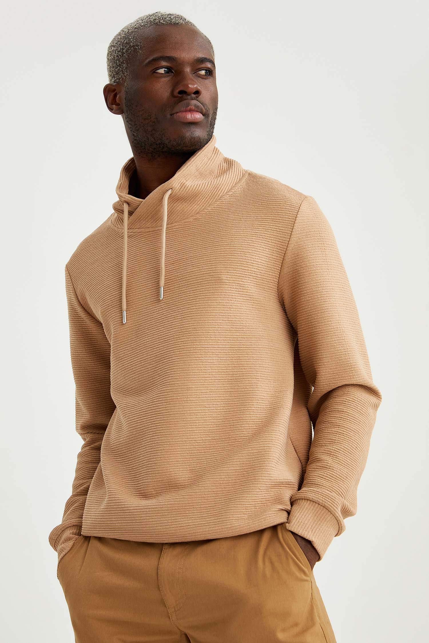 Regular Fit Şal Yaka Uzun Kollu Sweatshirt