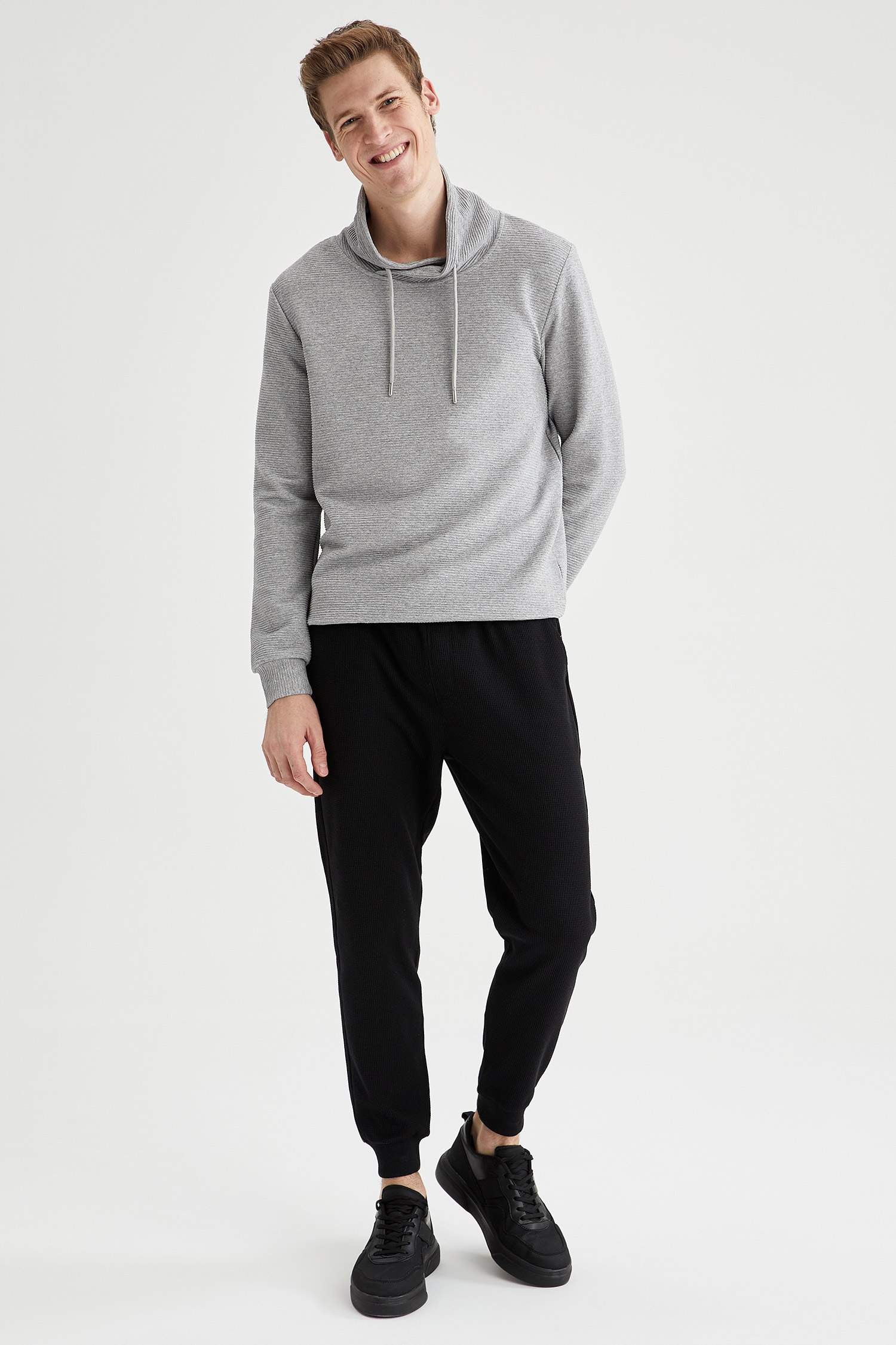 Regular Fit Şal Yaka Uzun Kollu Sweatshirt