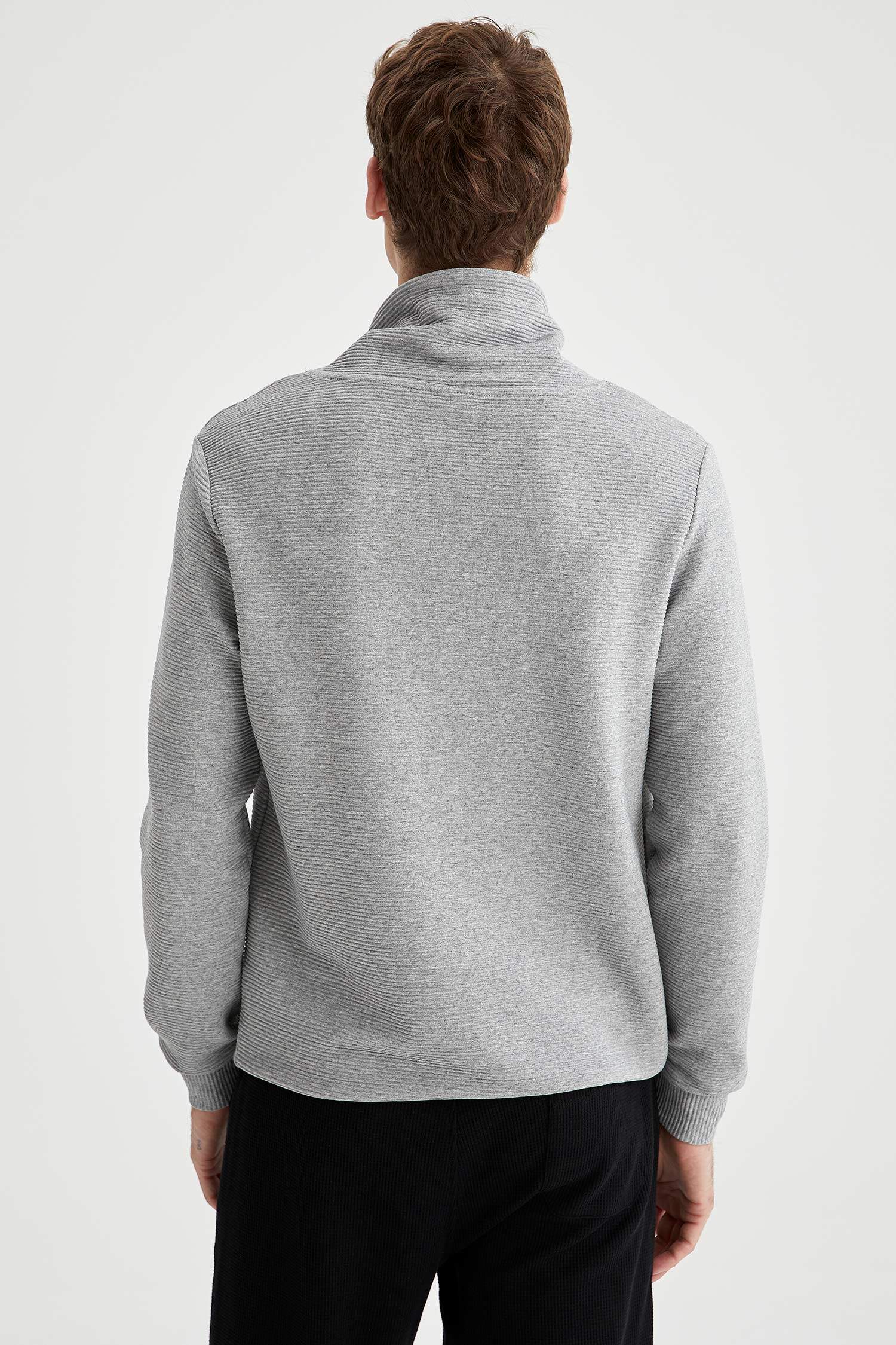 Regular Fit Şal Yaka Uzun Kollu Sweatshirt