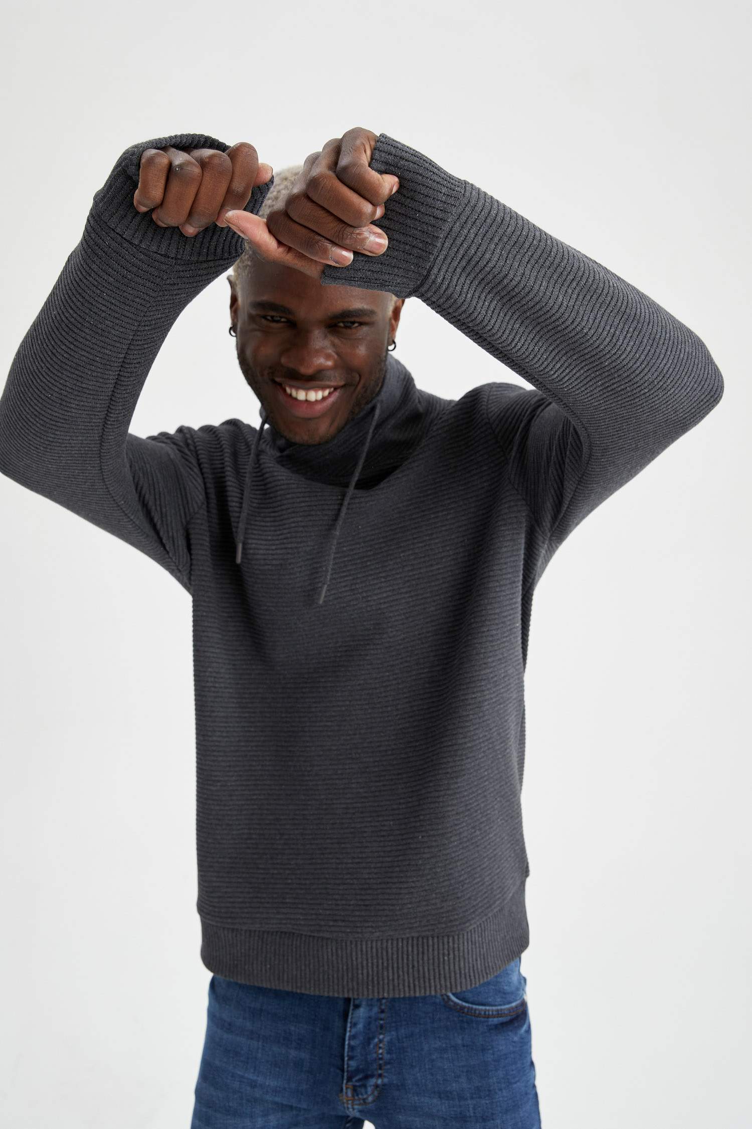 Regular Fit Şal Yaka Uzun Kollu Sweatshirt