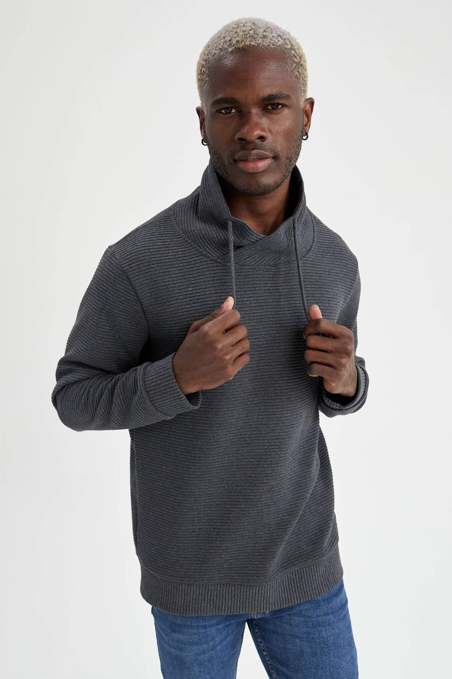 Regular Fit Şal Yaka Uzun Kollu Sweatshirt