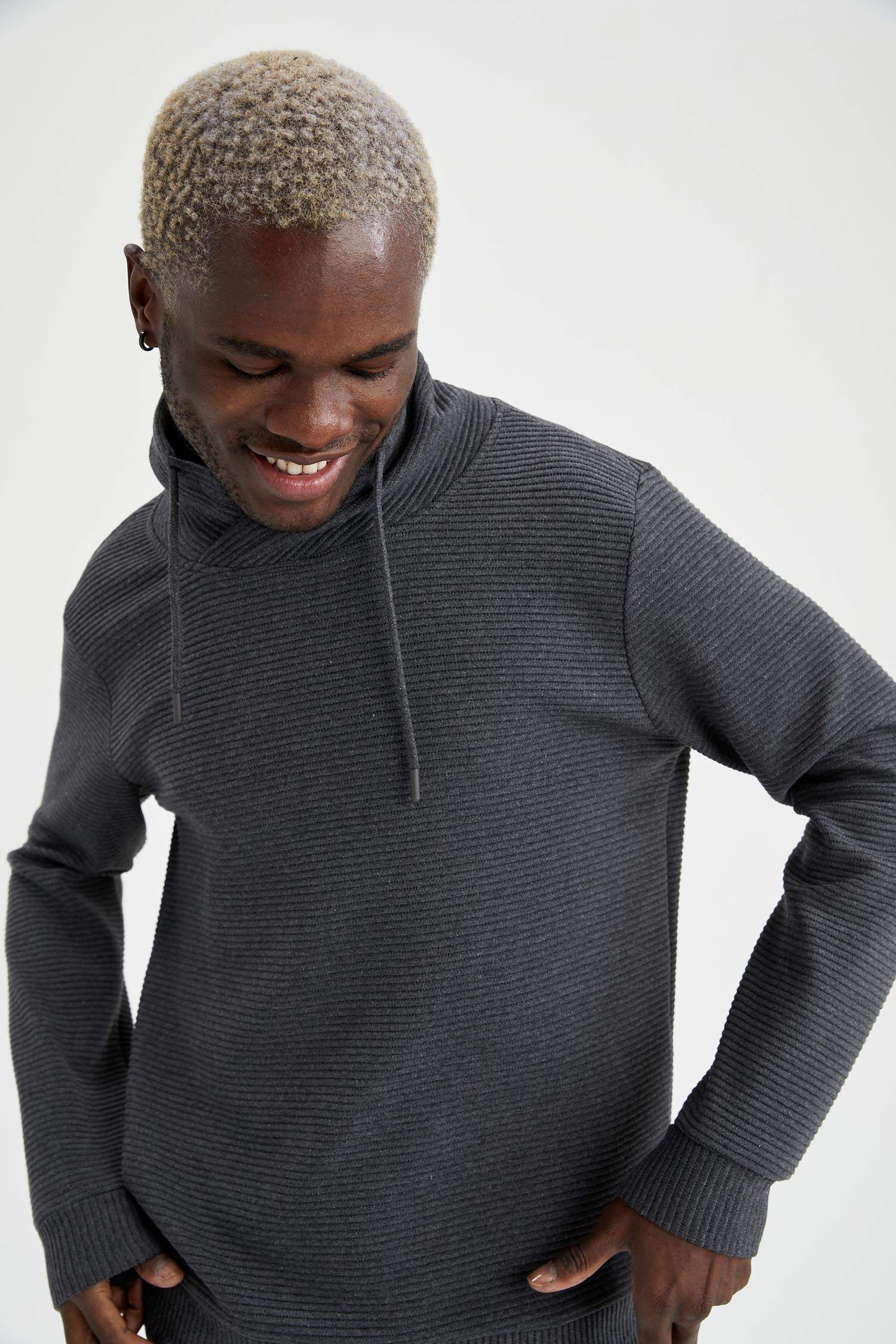 Regular Fit Şal Yaka Uzun Kollu Sweatshirt
