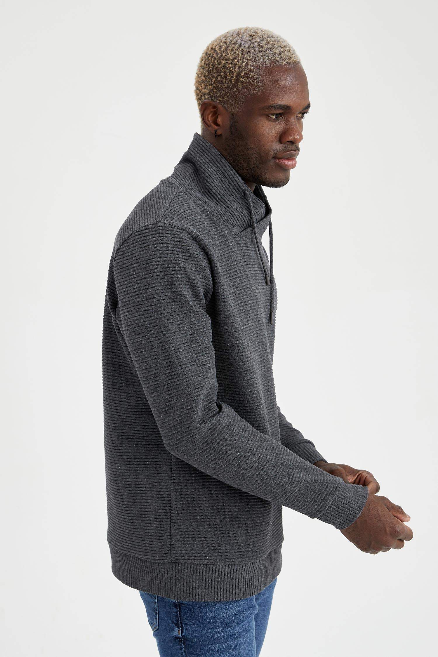 Regular Fit Şal Yaka Uzun Kollu Sweatshirt