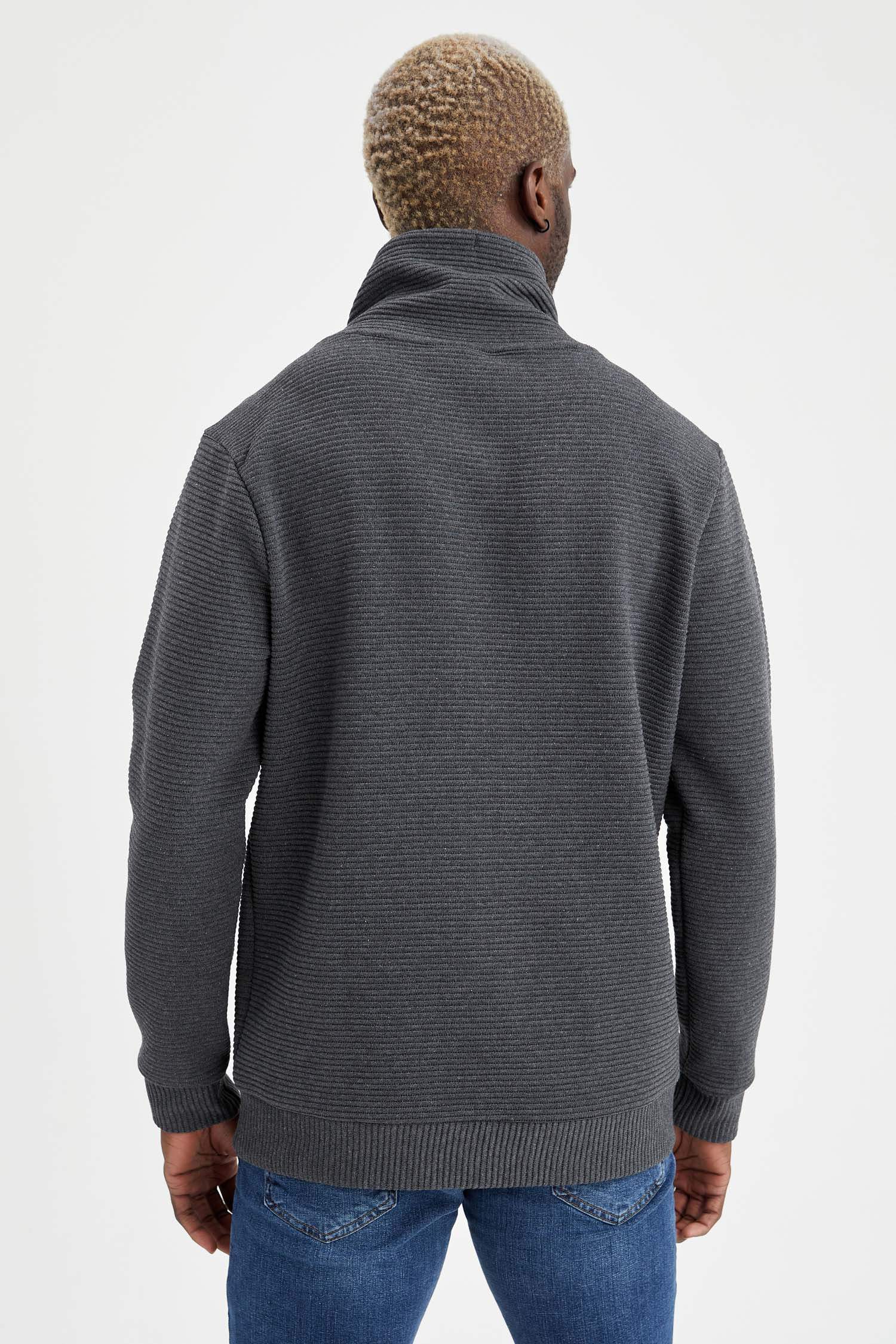 Regular Fit Şal Yaka Uzun Kollu Sweatshirt