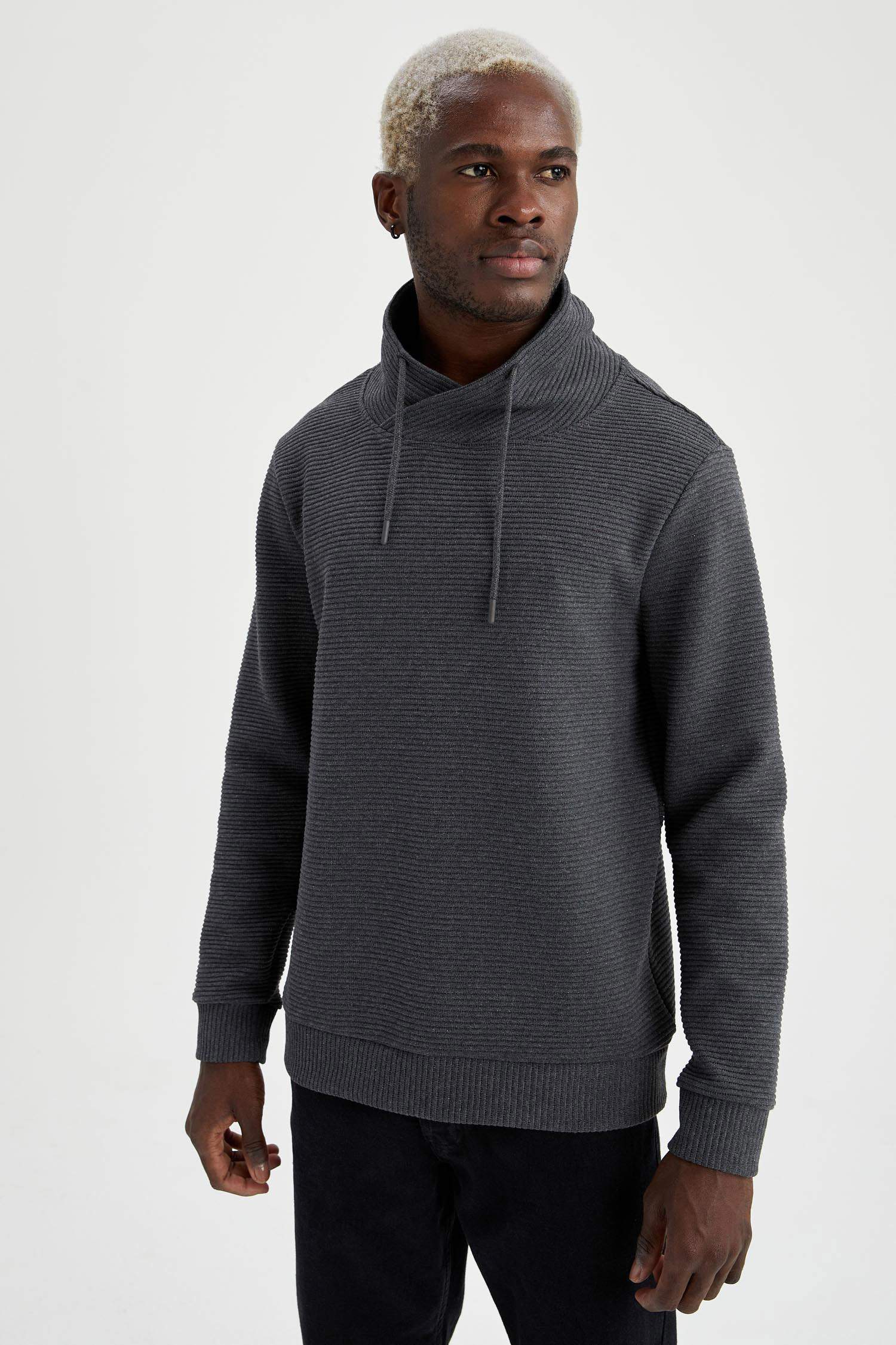 Regular Fit Şal Yaka Uzun Kollu Sweatshirt