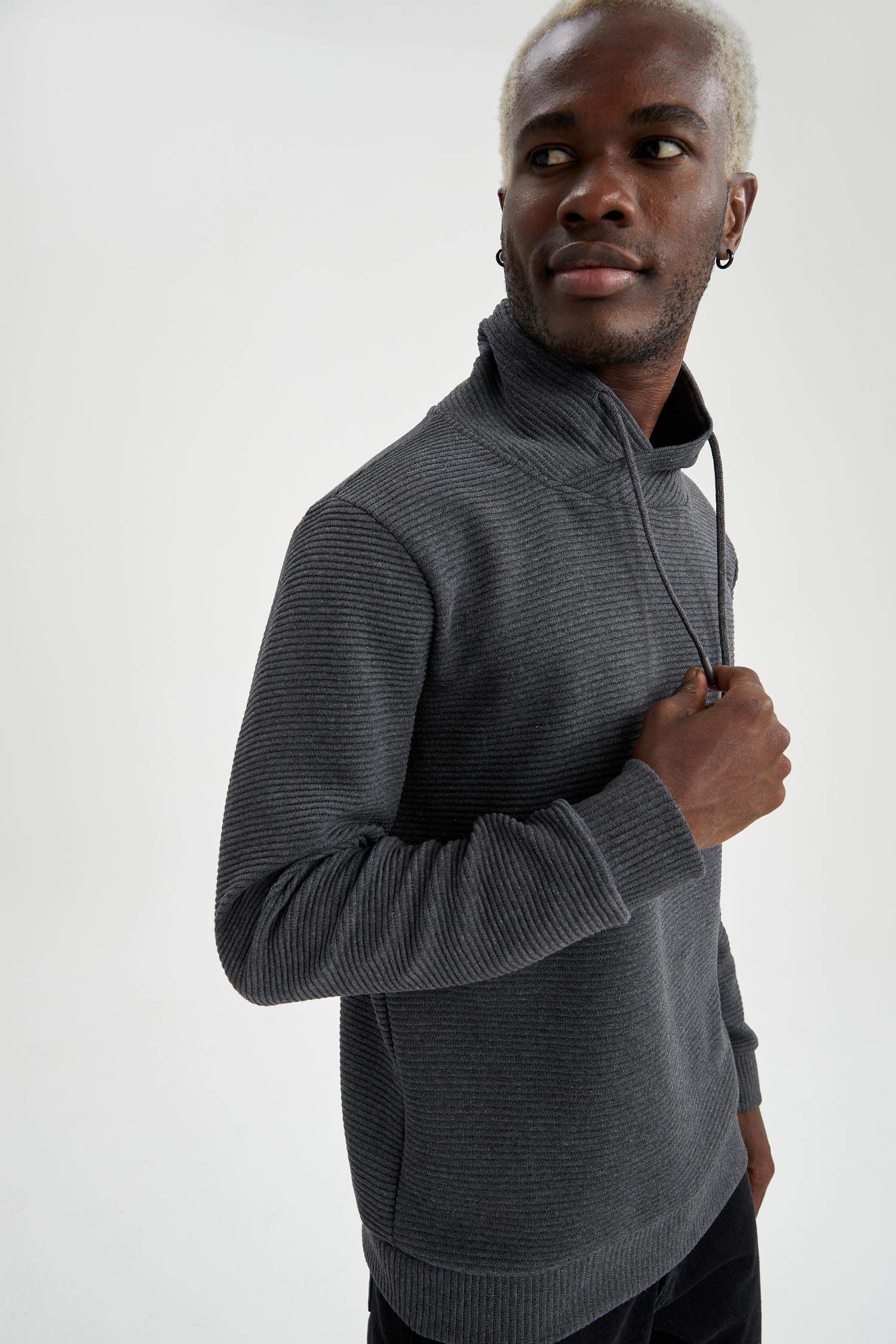 Regular Fit Şal Yaka Uzun Kollu Sweatshirt