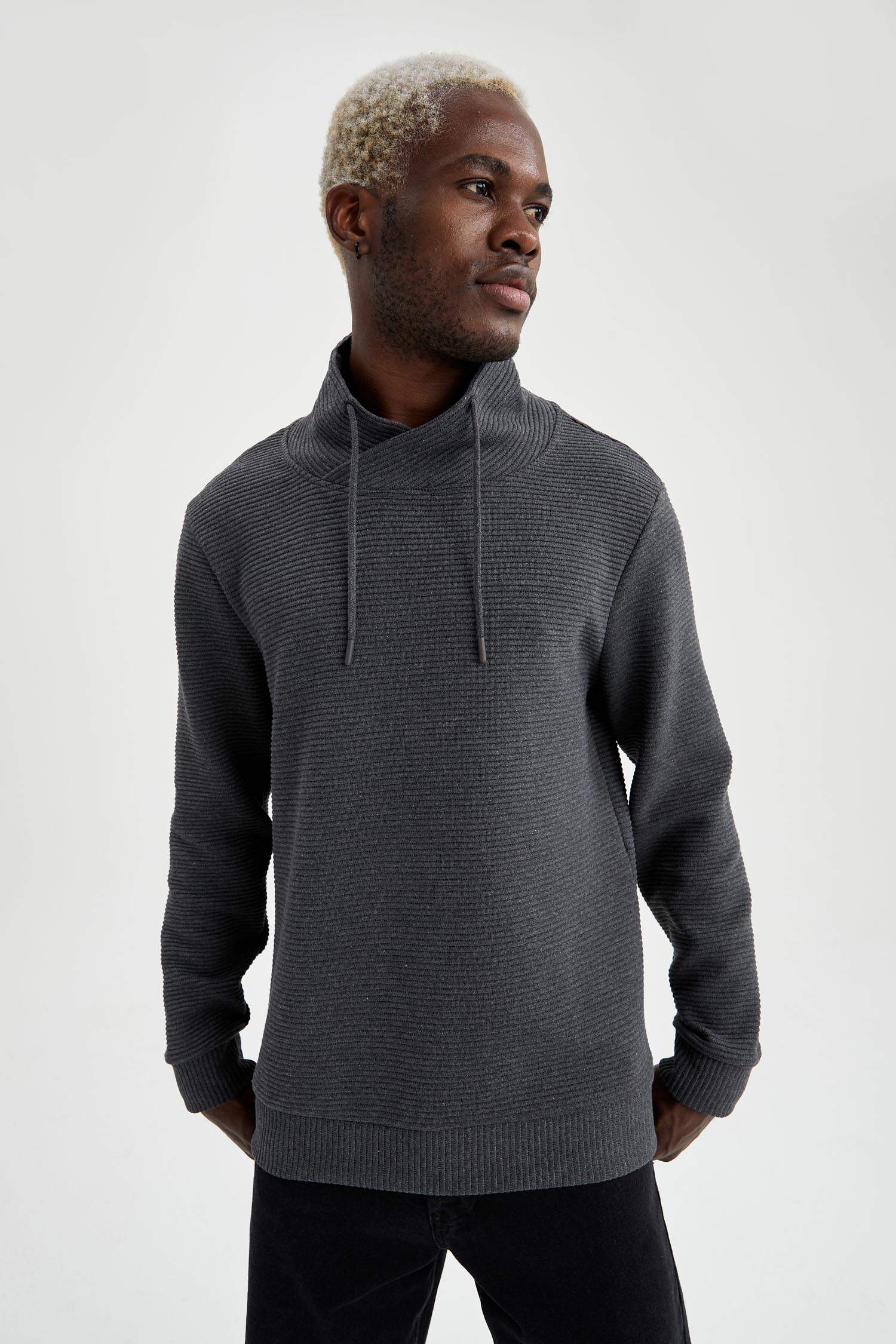 Regular Fit Şal Yaka Uzun Kollu Sweatshirt