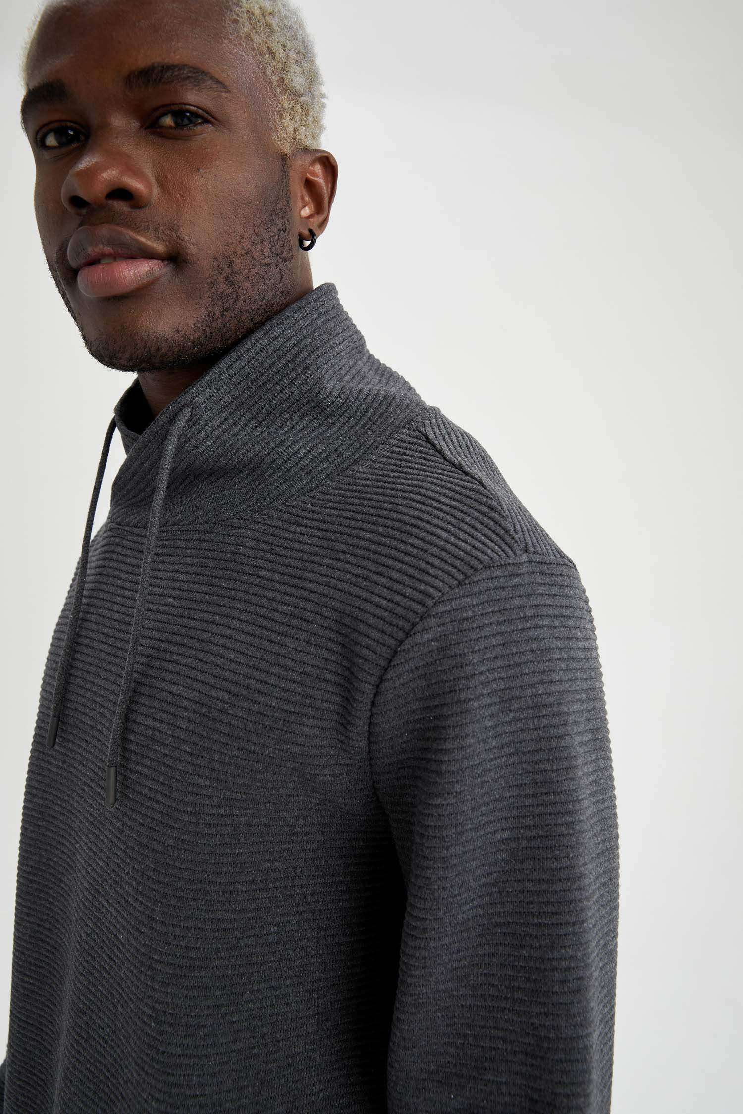 Regular Fit Şal Yaka Uzun Kollu Sweatshirt