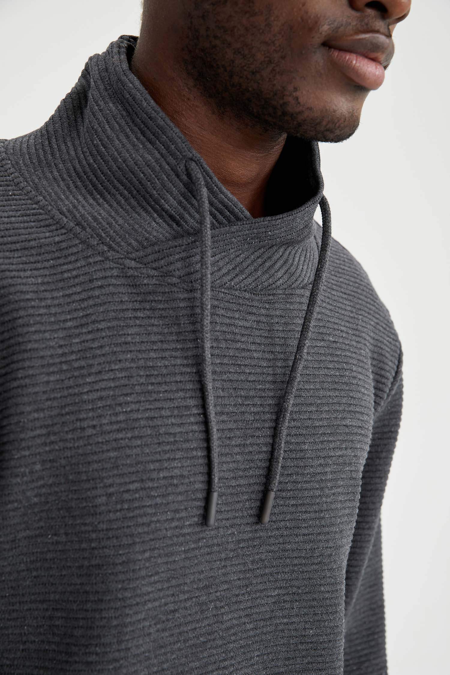Regular Fit Şal Yaka Uzun Kollu Sweatshirt
