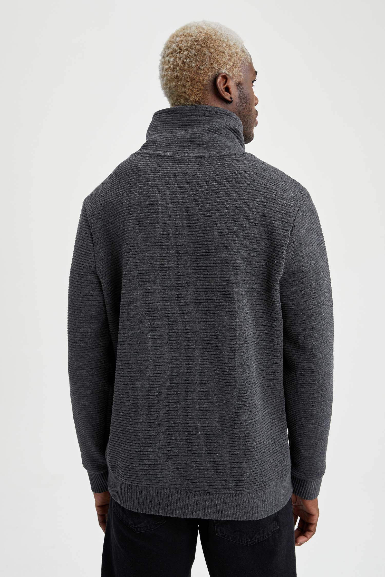 Regular Fit Şal Yaka Uzun Kollu Sweatshirt