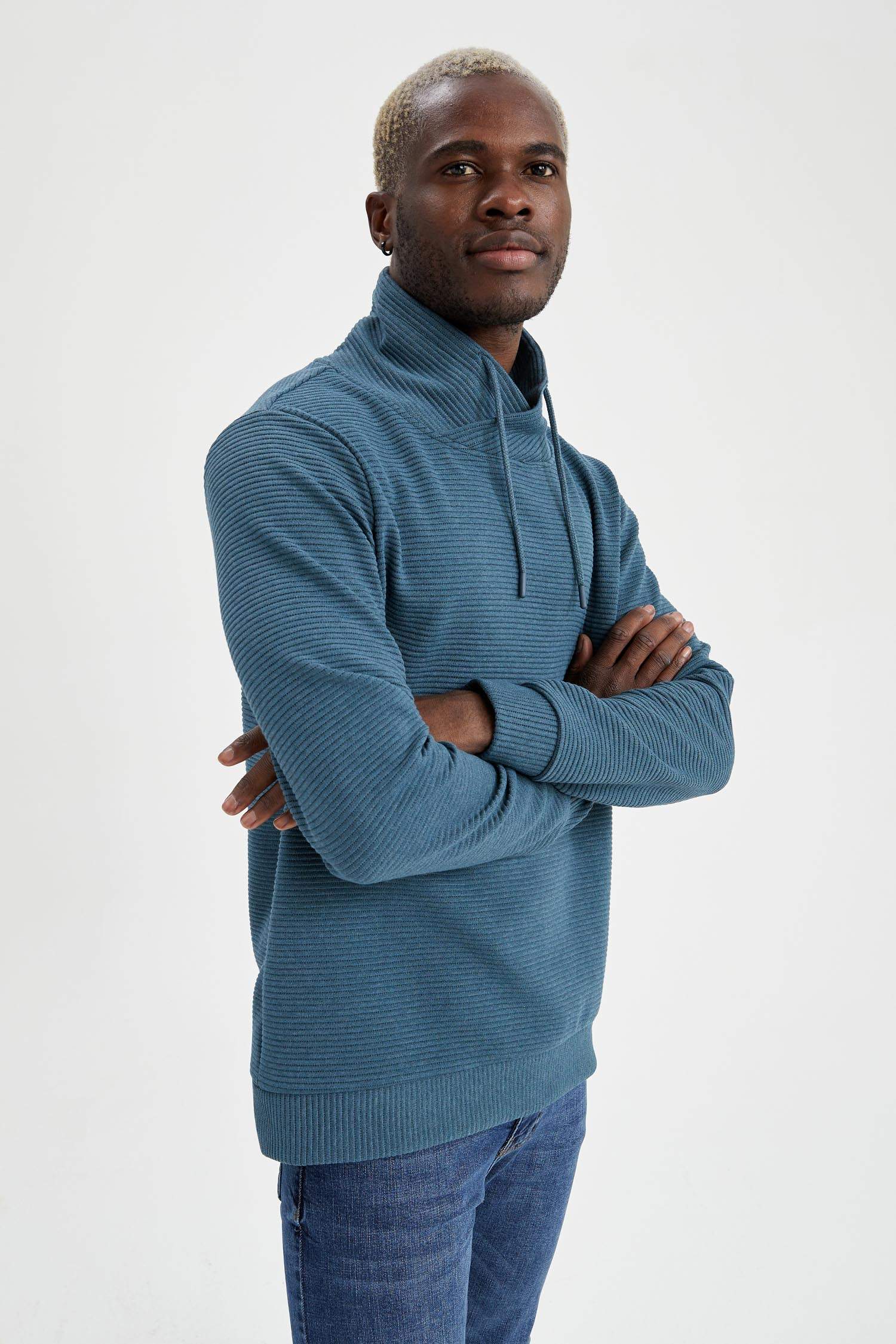 Regular Fit Şal Yaka Uzun Kollu Sweatshirt
