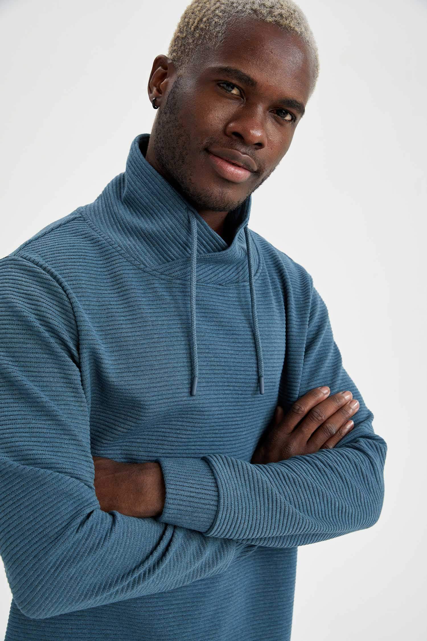Regular Fit Şal Yaka Uzun Kollu Sweatshirt