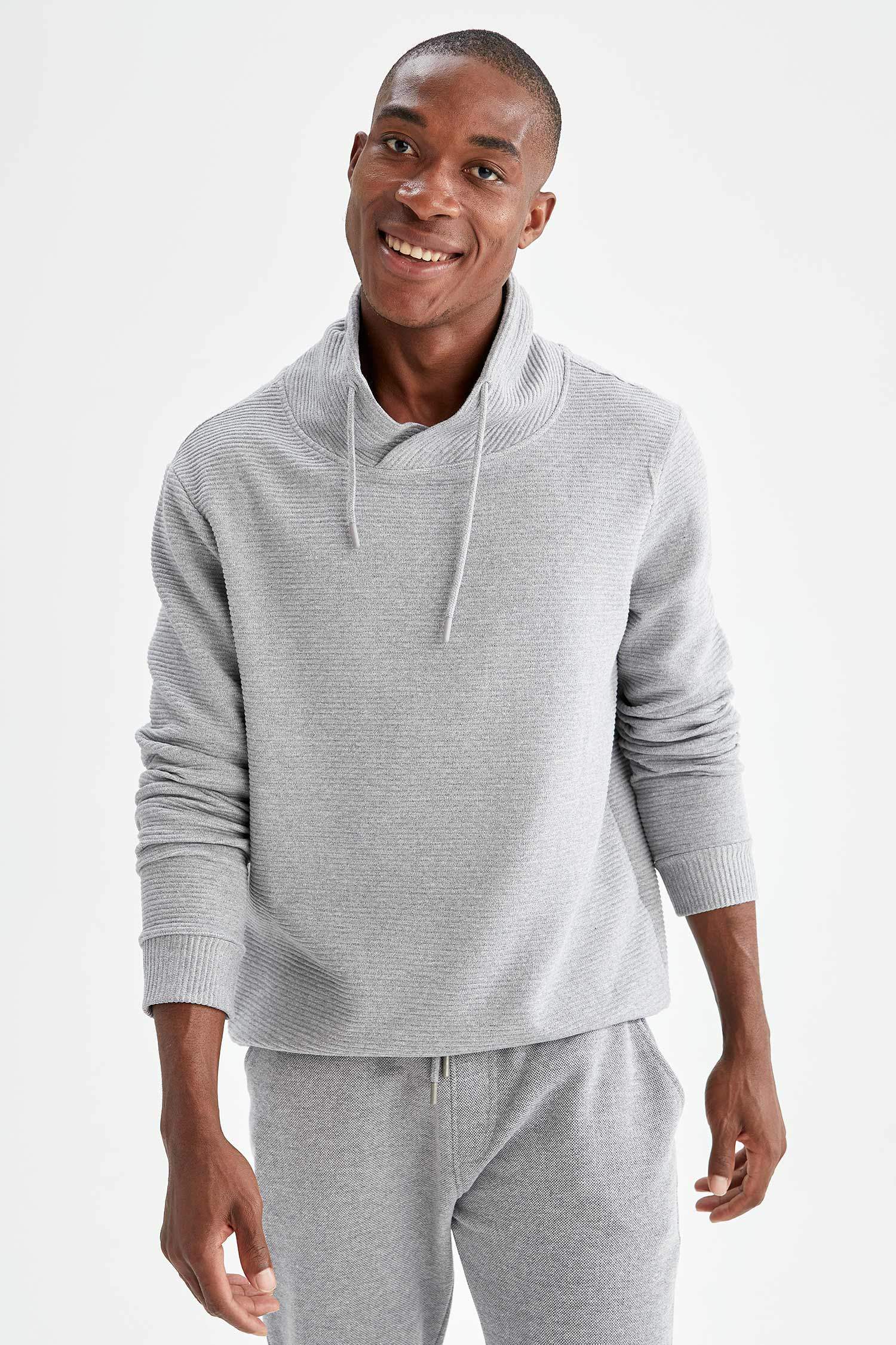 Regular Fit Şal Yaka Uzun Kollu Sweatshirt