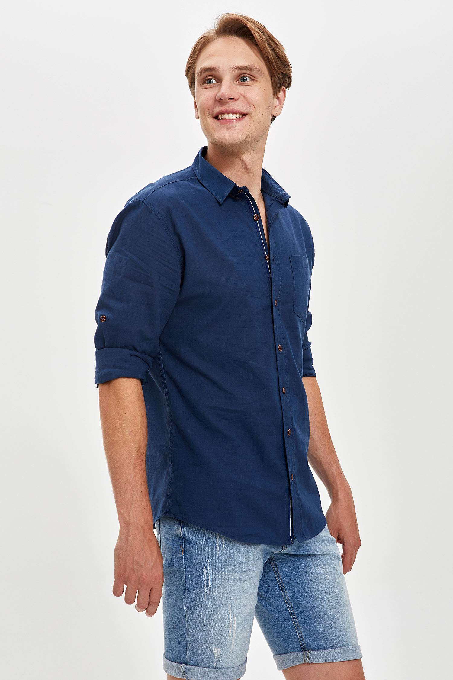 Slim Fit Uzun Kollu Basic Gömlek
