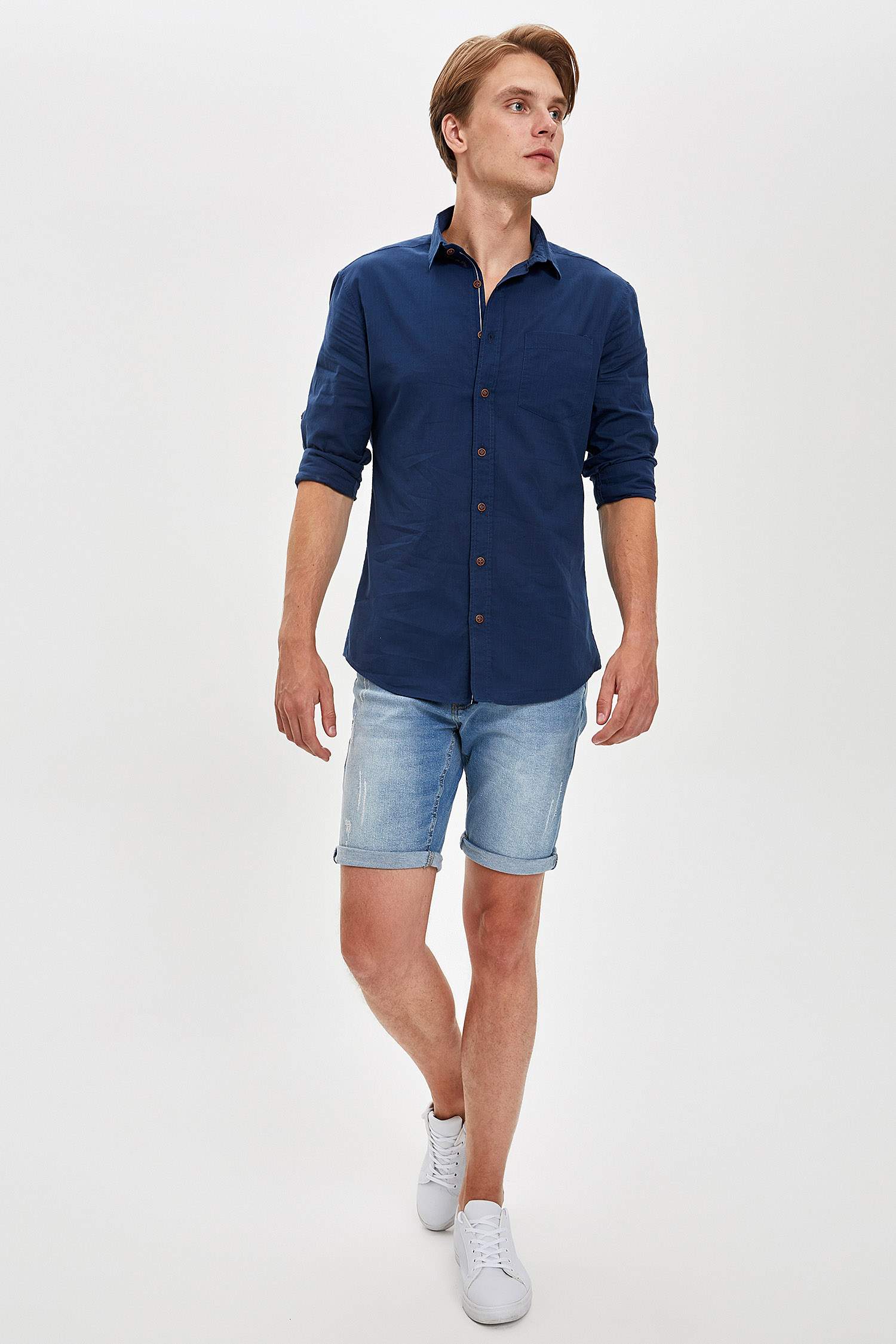 Slim Fit Uzun Kollu Basic Gömlek
