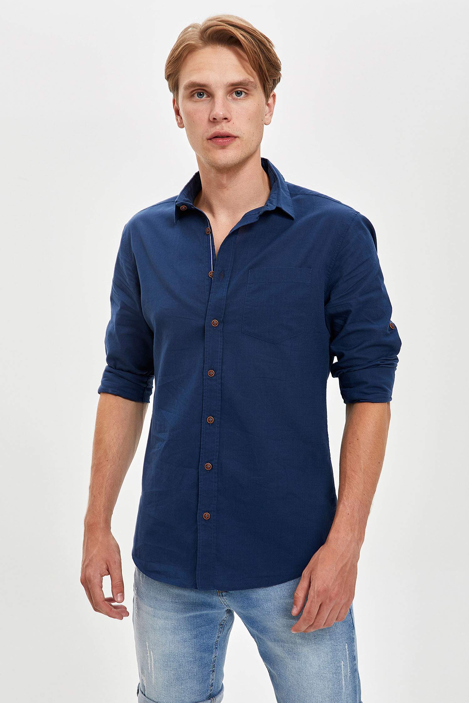 Slim Fit Uzun Kollu Basic Gömlek