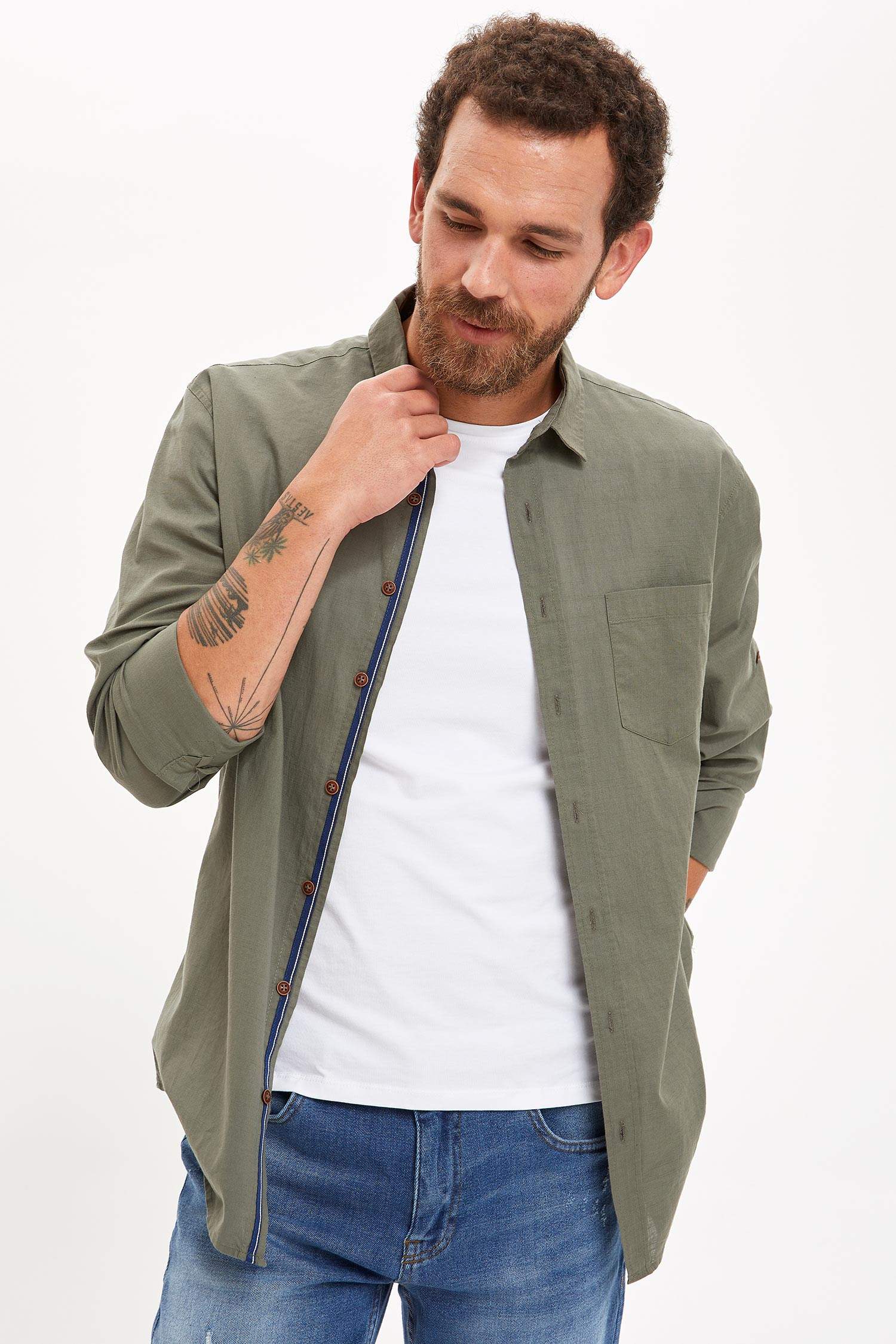 Slim Fit Uzun Kollu Basic Gömlek