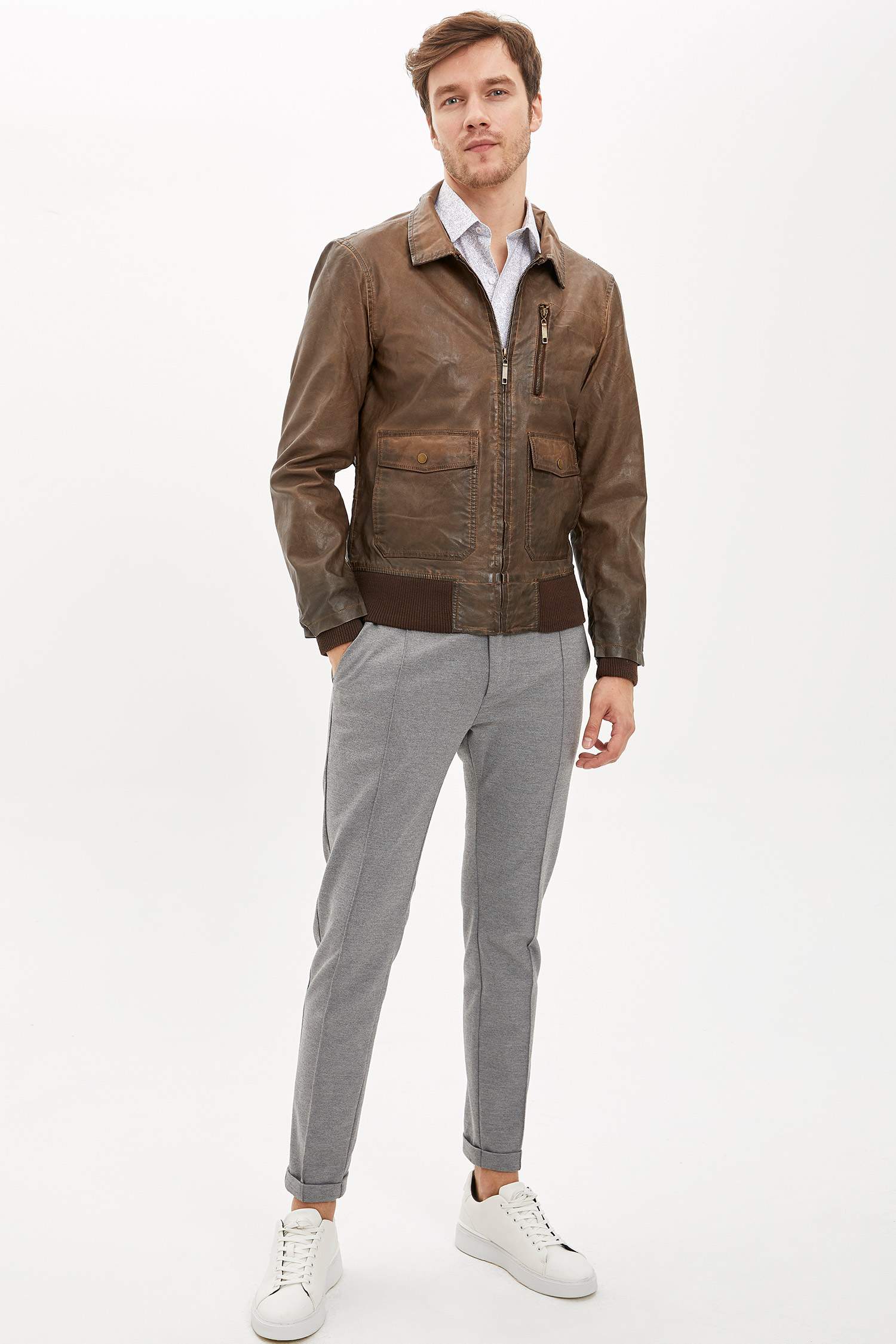 Fermuarlı Slim Fit Ceket