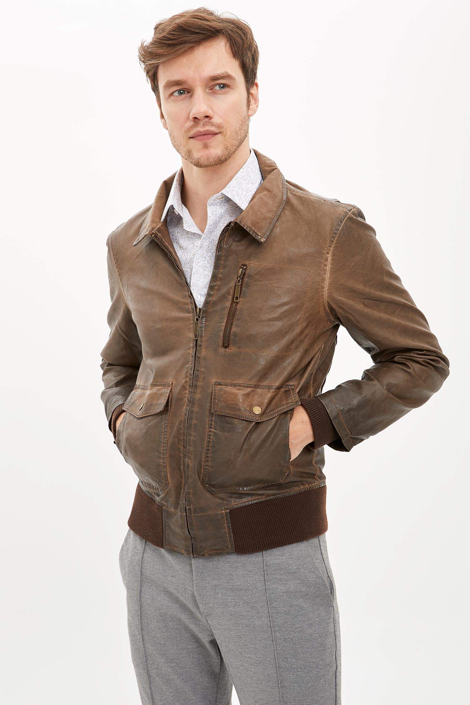 Fermuarlı Slim Fit Ceket
