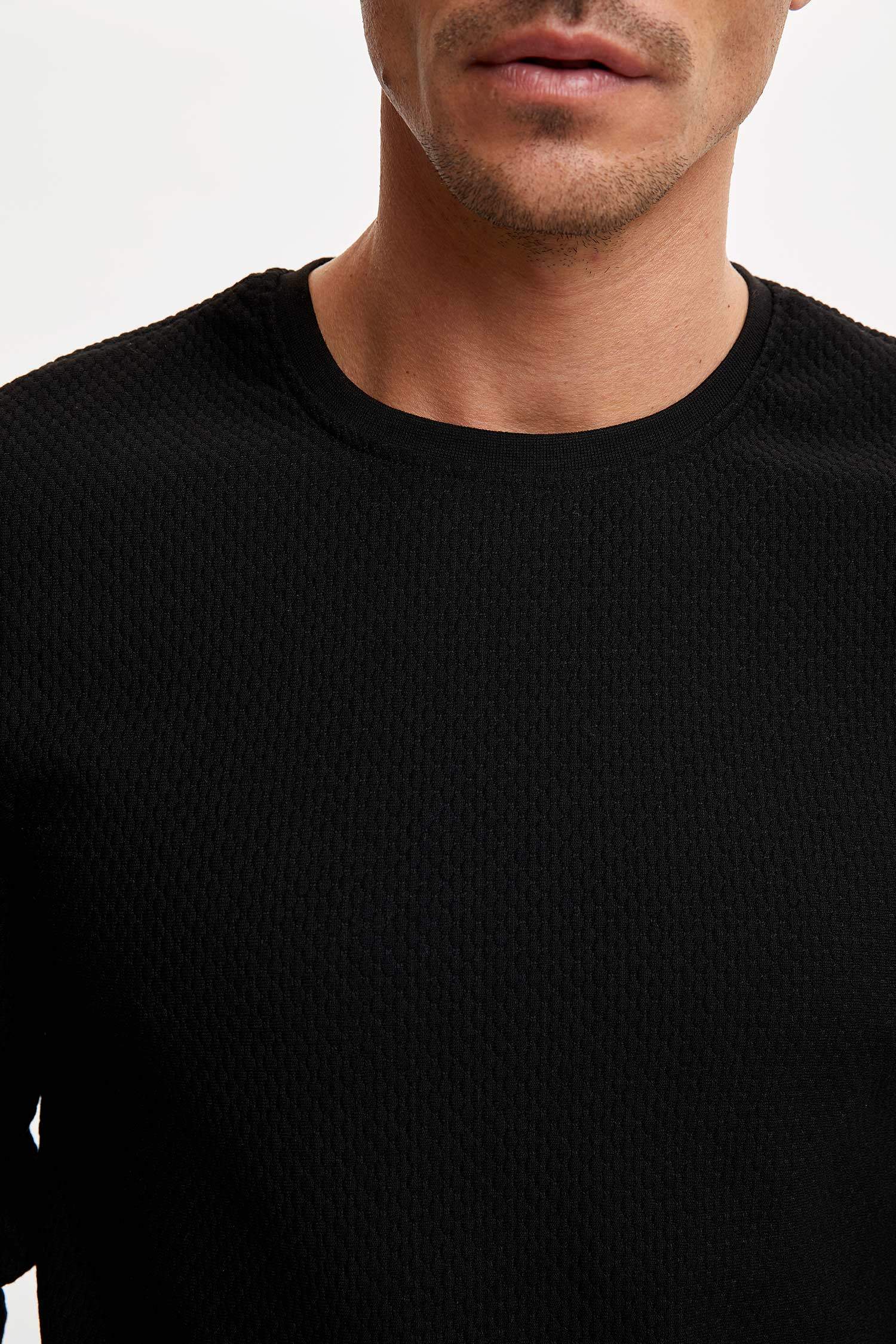 Ekstra Slim Fit Bisiklet Yaka Uzun Kollu Sweatshirt