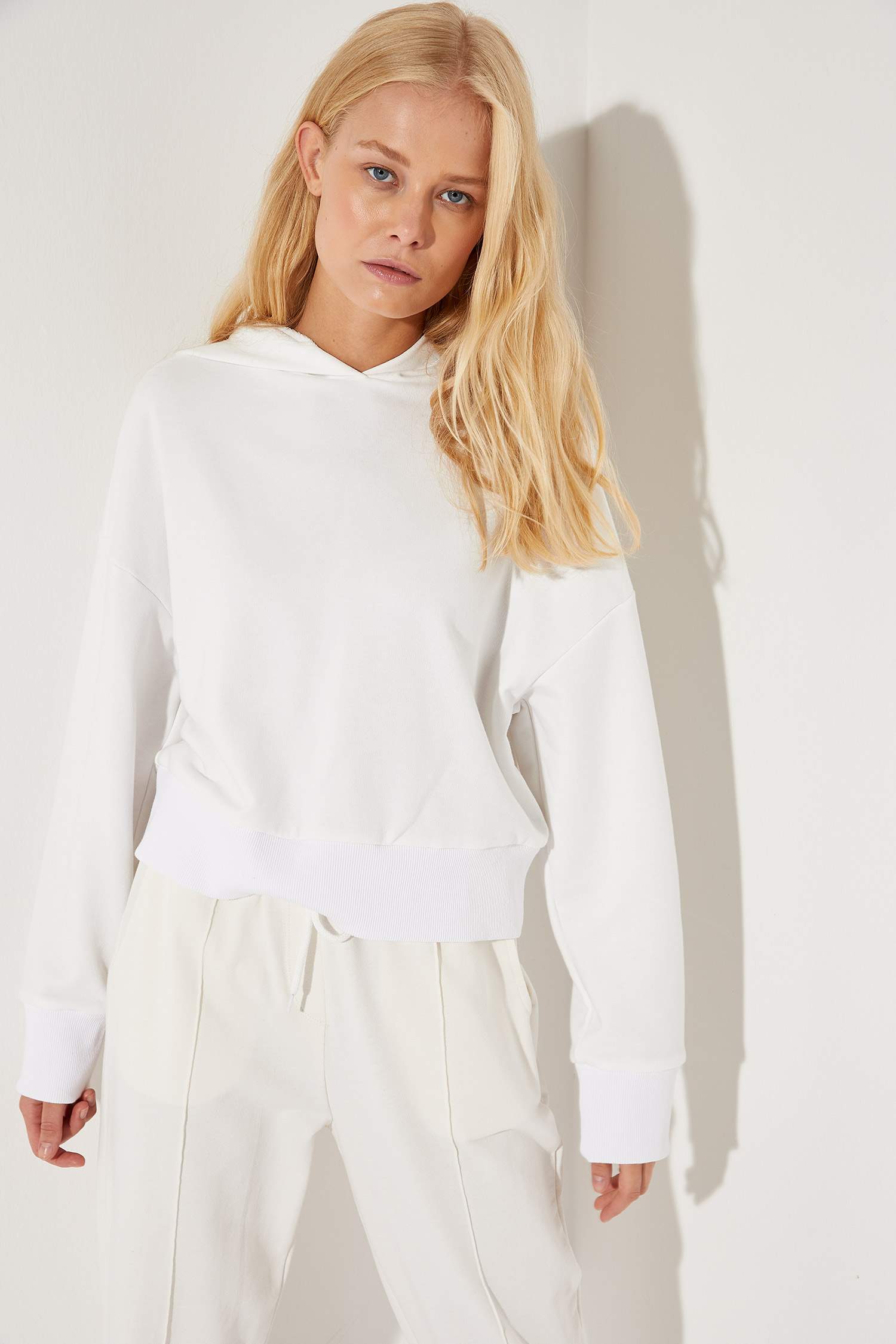 Loose Fit Kapüşonlu Uzun Kollu Sweatshirt