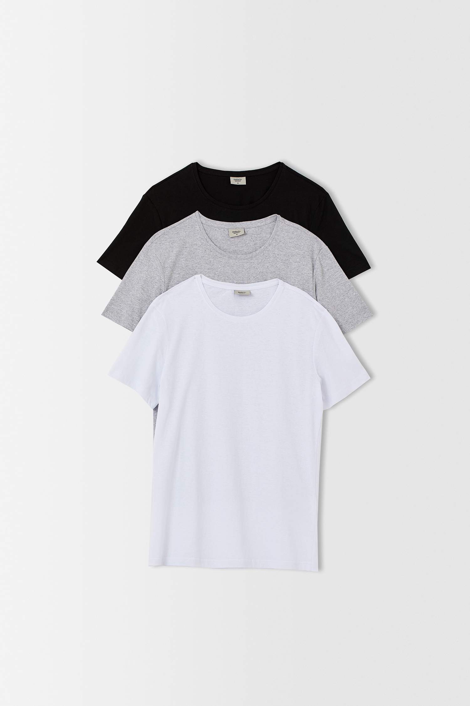 Slim Fit Bisiklet Yaka Basic 3'lü Kısa Kollu Tişört