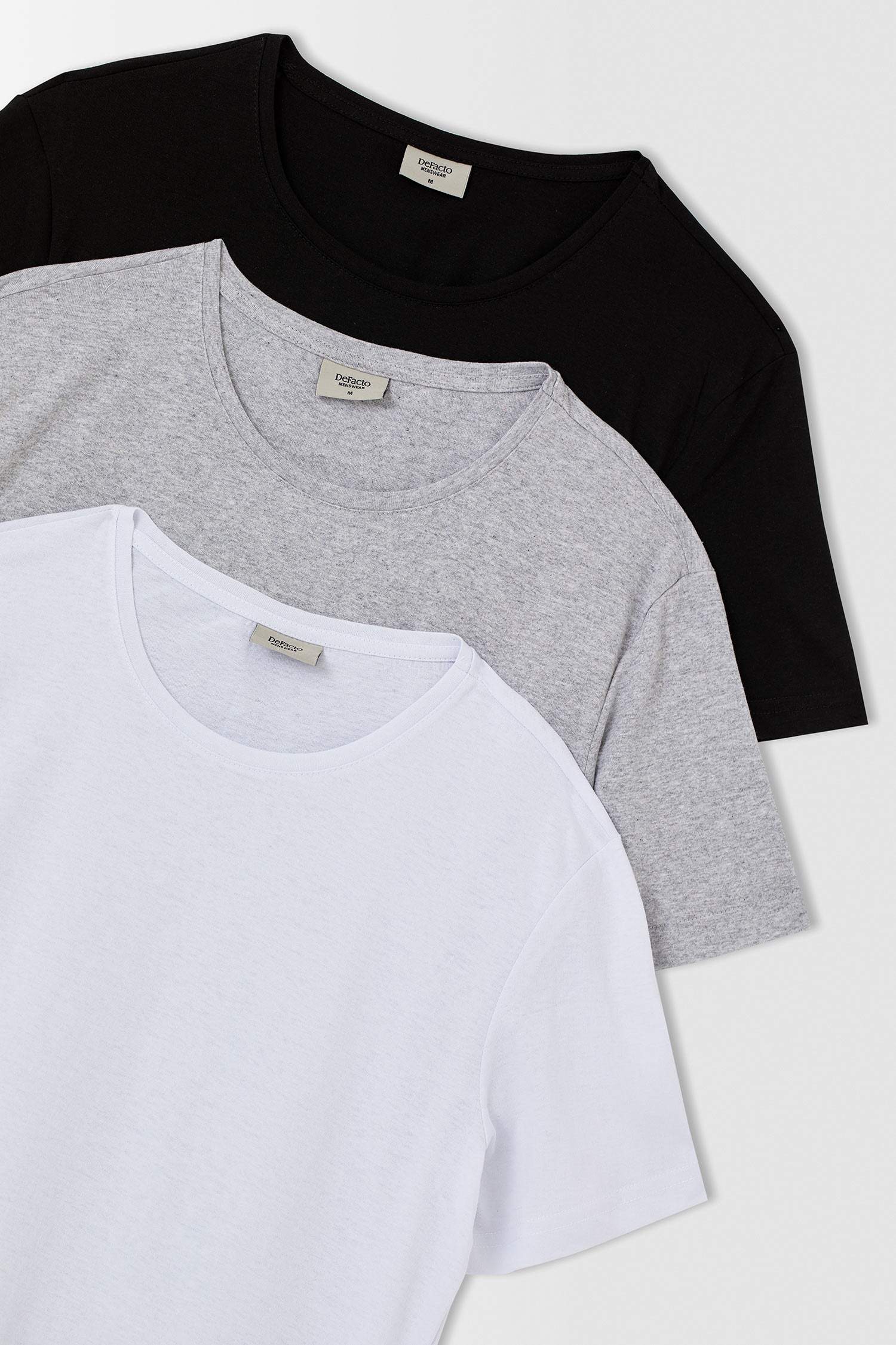 Slim Fit Bisiklet Yaka Basic 3'lü Kısa Kollu Tişört